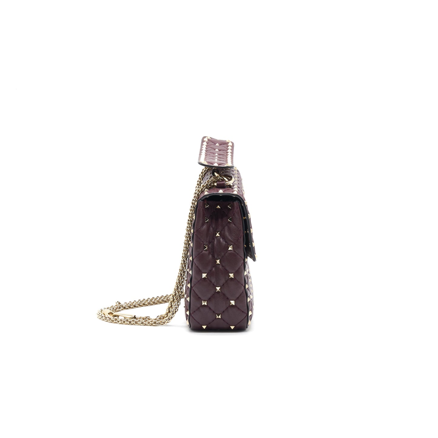 Valentino Garavani Medium Rockstud Spike Shoulder Bag Burgundy