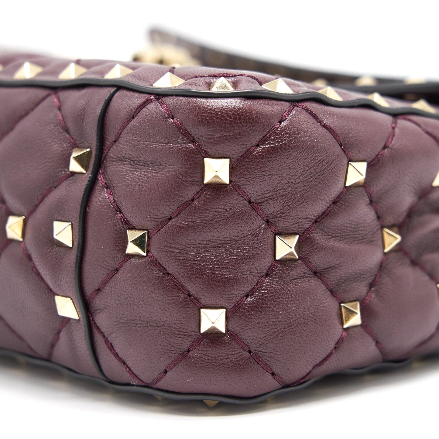 Valentino Garavani Medium Rockstud Spike Shoulder Bag Burgundy