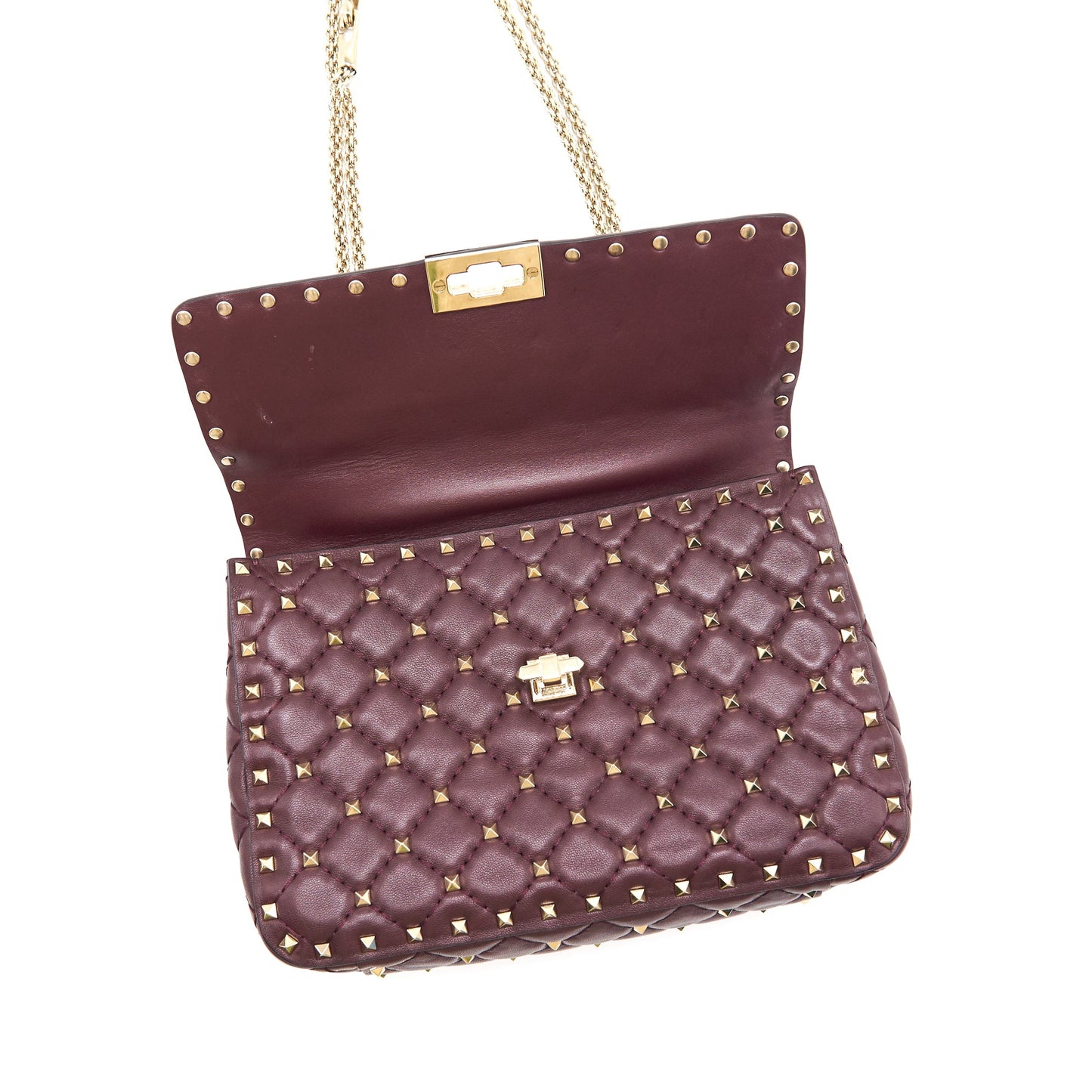 Valentino Garavani Medium Rockstud Spike Shoulder Bag Burgundy