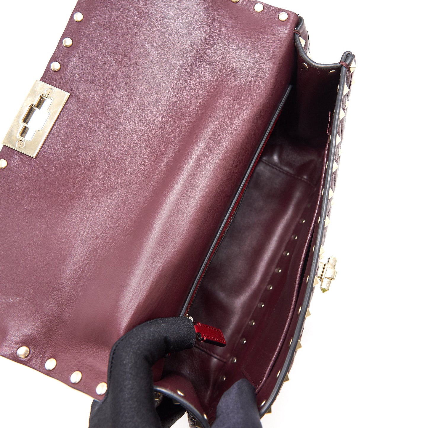 Valentino Garavani Medium Rockstud Spike Shoulder Bag Burgundy