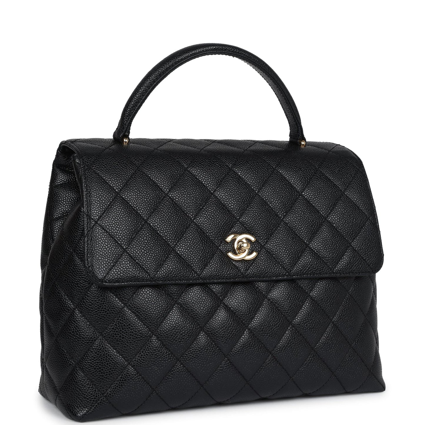 Vintage Chanel Kelly Flap Bag Black Caviar Gold Hardware