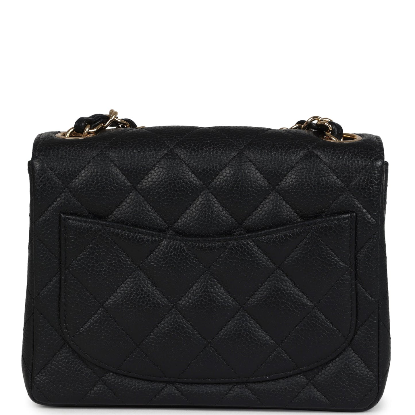 Vintage Chanel Mini Square Half Flap Bag Black Caviar Gold Hardware