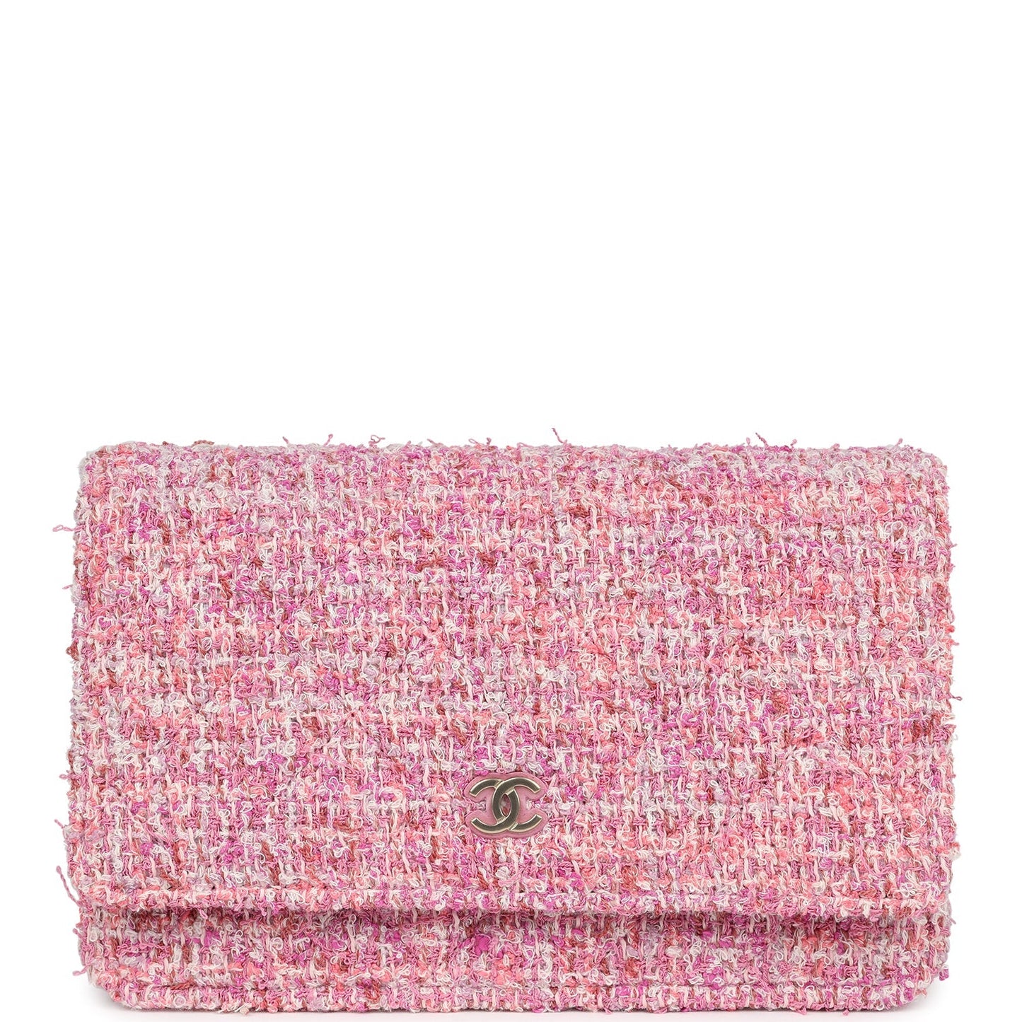 Chanel Classic Wallet On Chain WOC Pink Multicolored Tweed Gold Hardware