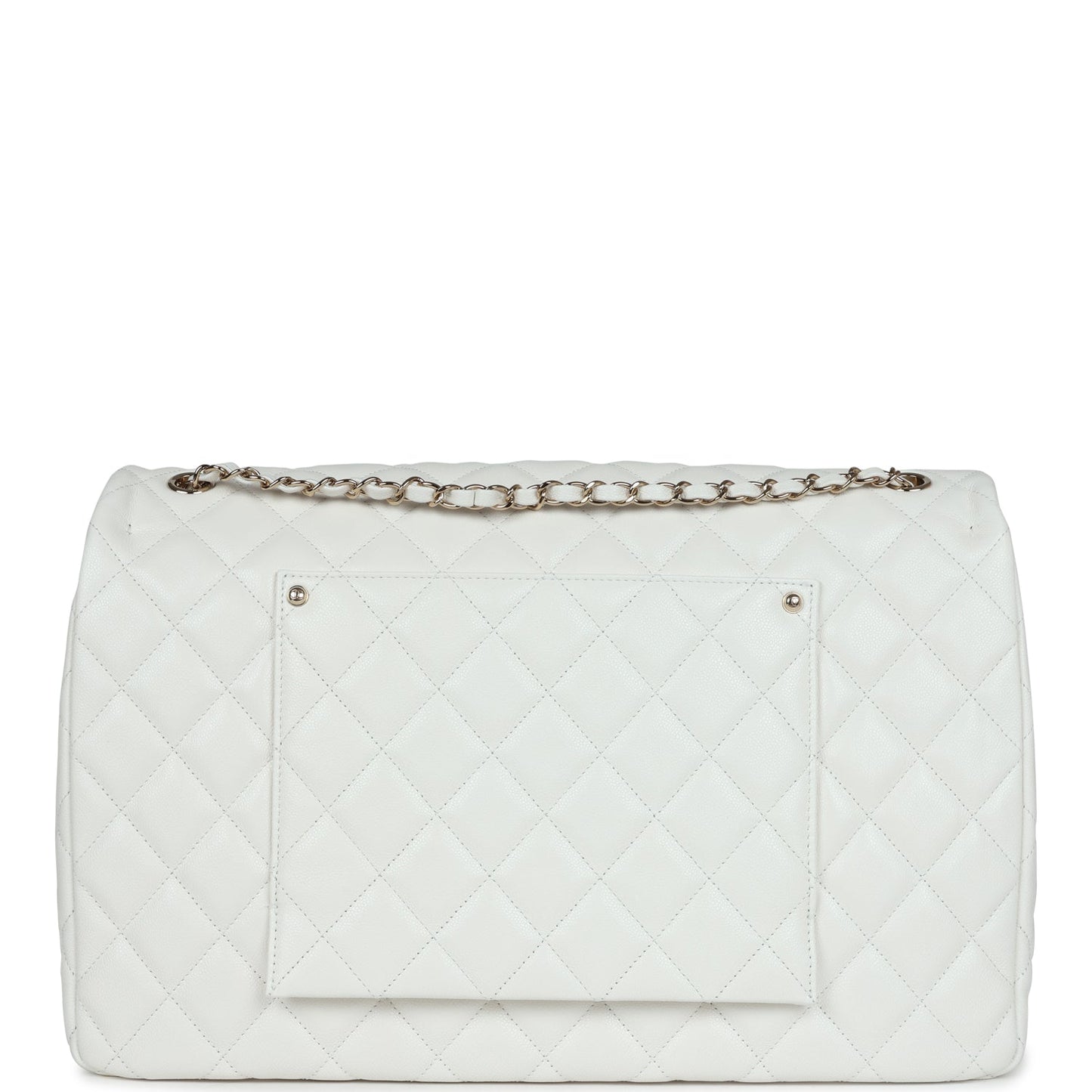 Chanel XXL Flap Bag White Shiny Caviar Light Gold Hardware