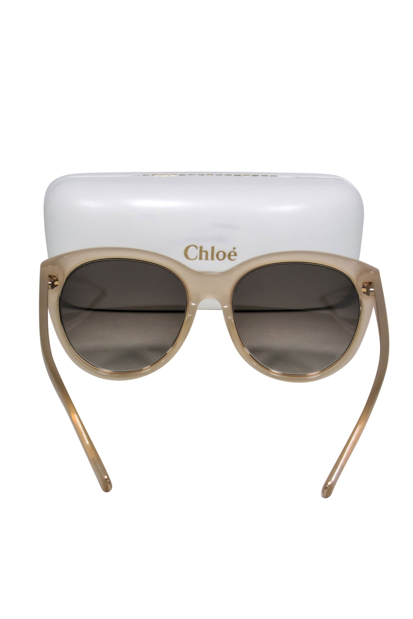 Chloe - Beige Studded Cat Eye Sunglasses