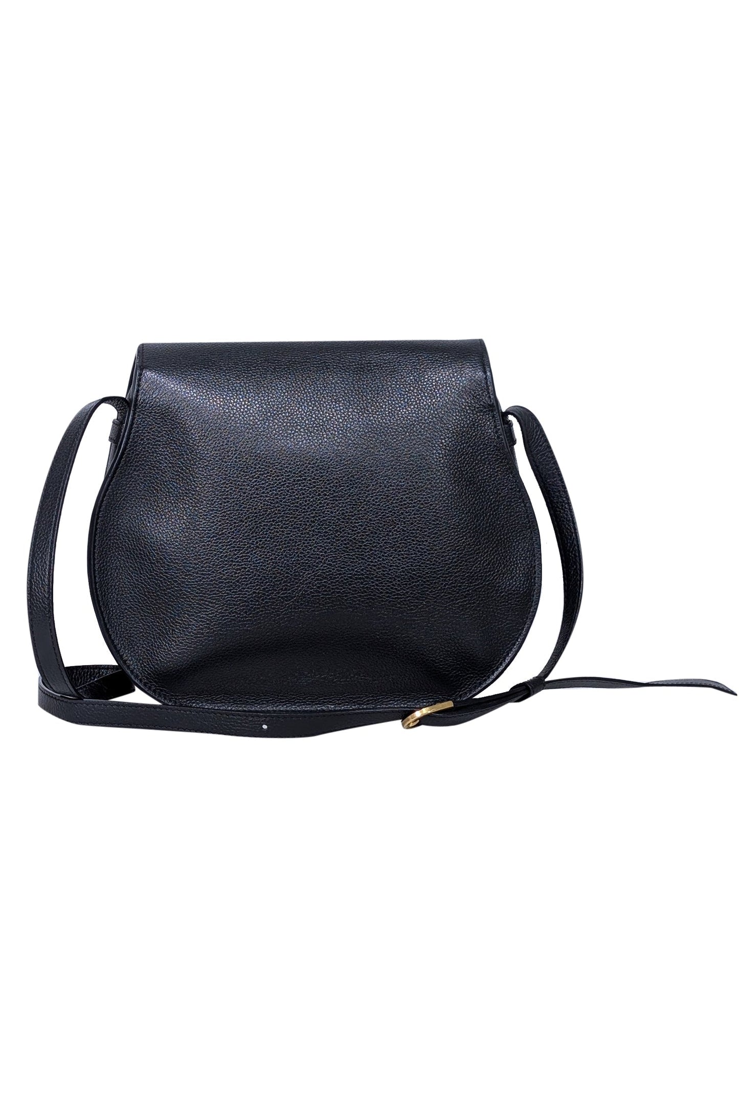 Chloe - Black Grained Leather "Marcie" Medium Crossbody Bag