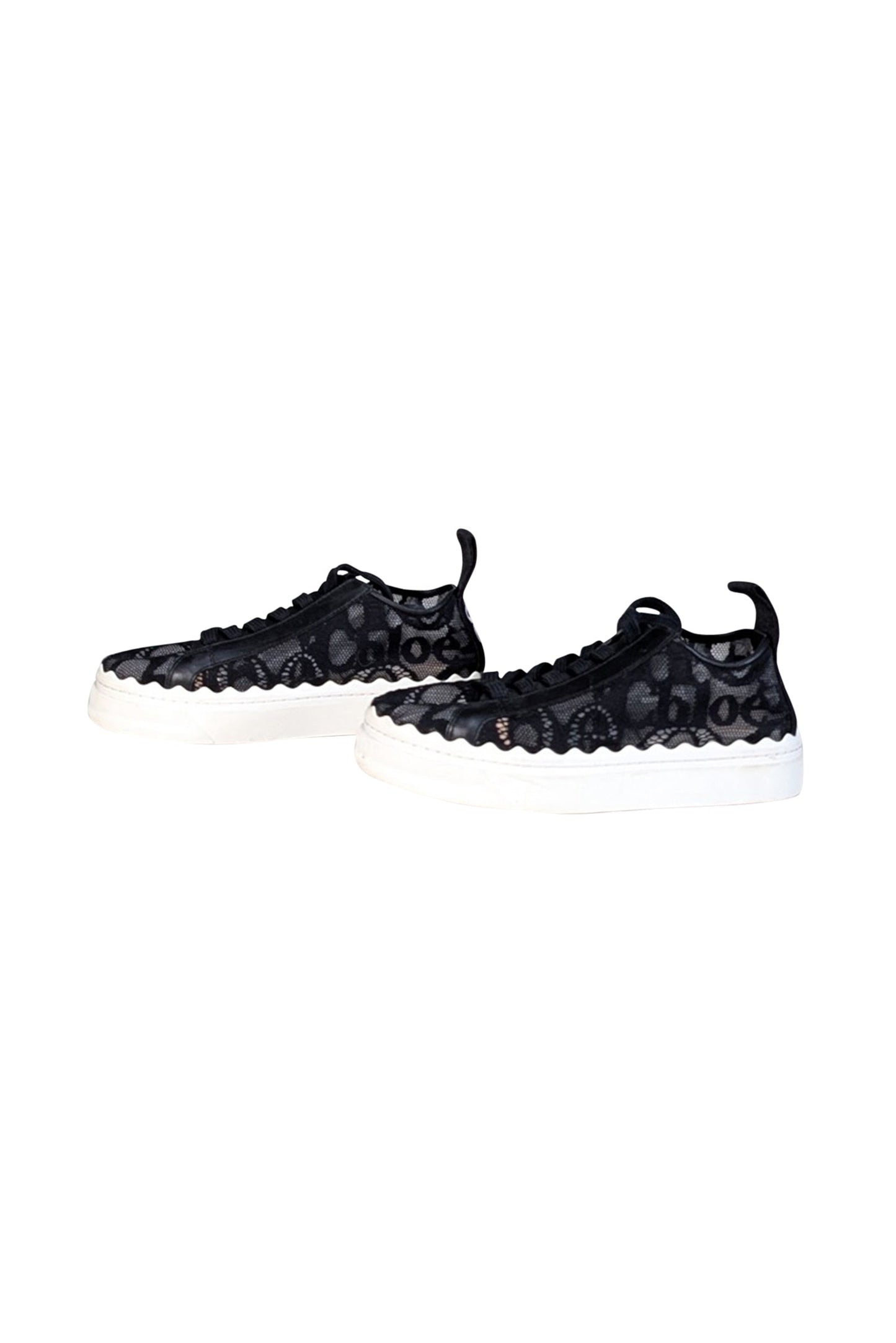 Chloe - Black Lace Lace Up Sneakers Sz 8