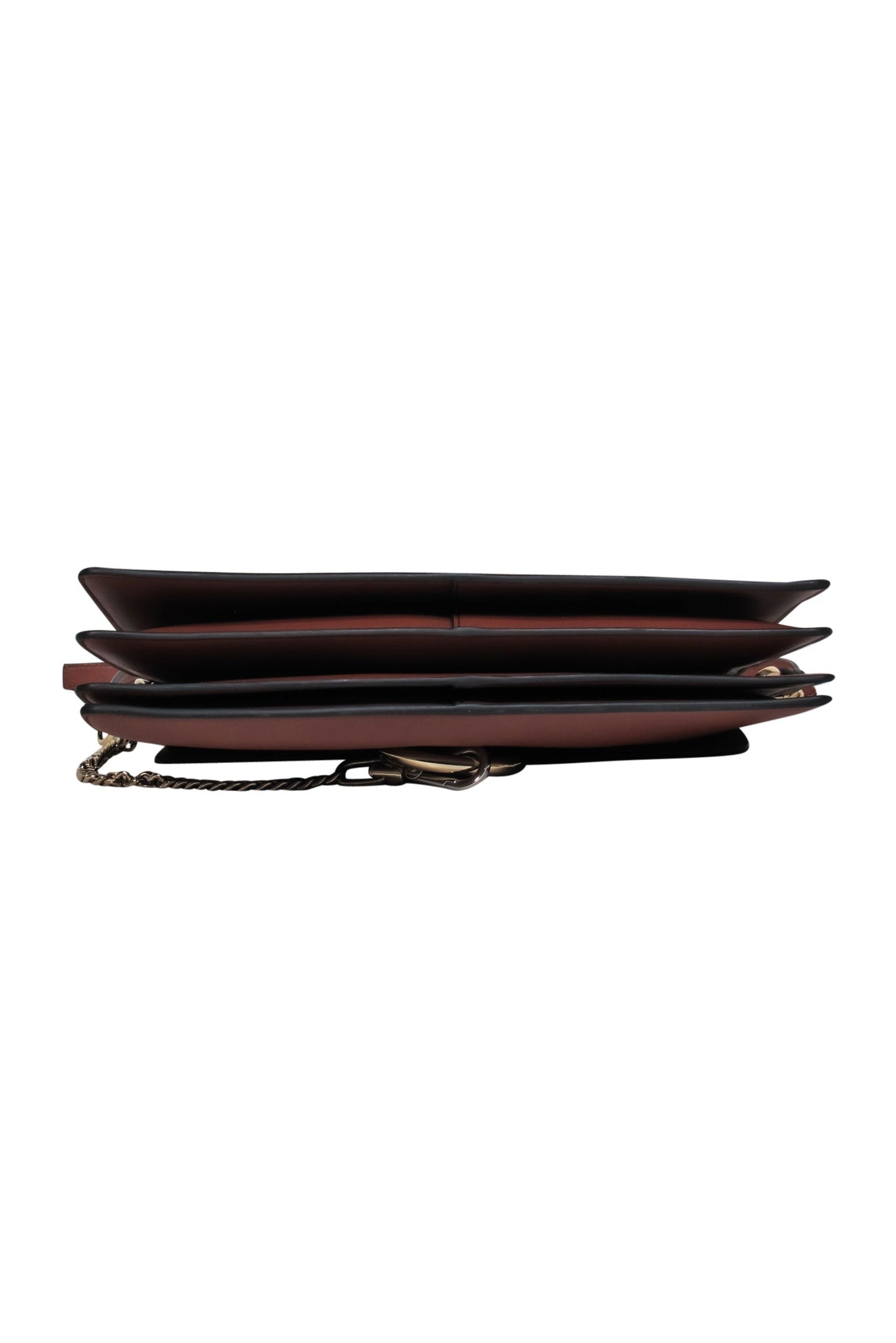 Chloe - Brown Leather & Suede Fold-Over "Faye" Shoulder Bag w/ Ring Hardware