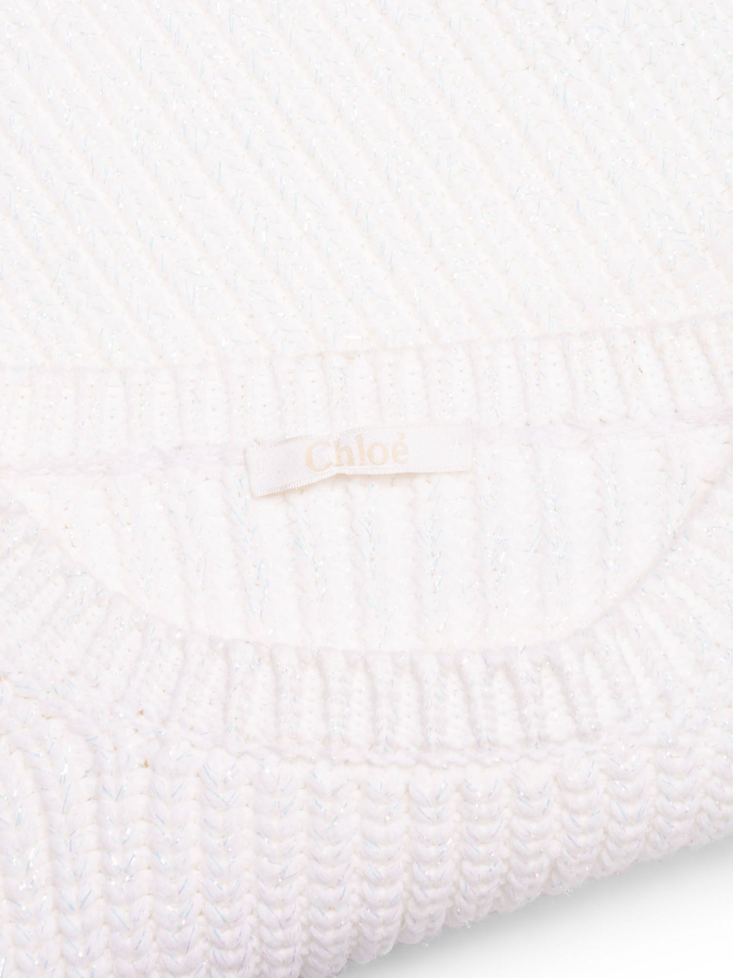 Chloe Cotton Balloon Sleeve Knitted Lurex Cropped Sweater White
