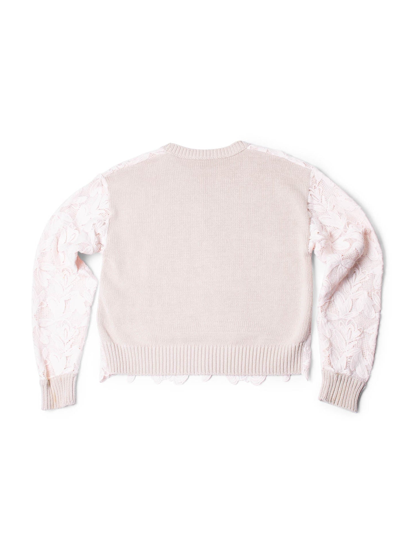 Chloe Cotton Lace Knit Sweater Taupe Pink