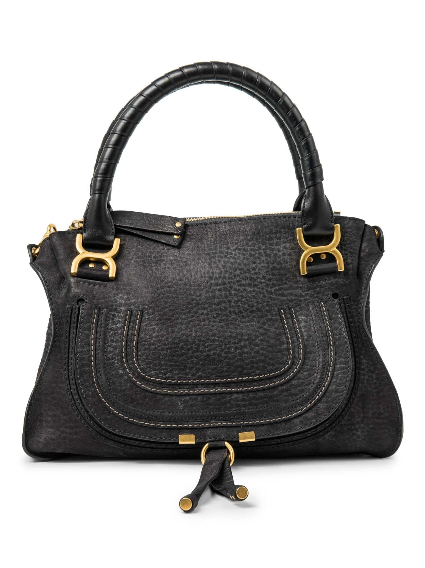 Chloe Leather Medium Marcie Saddle Bag Black