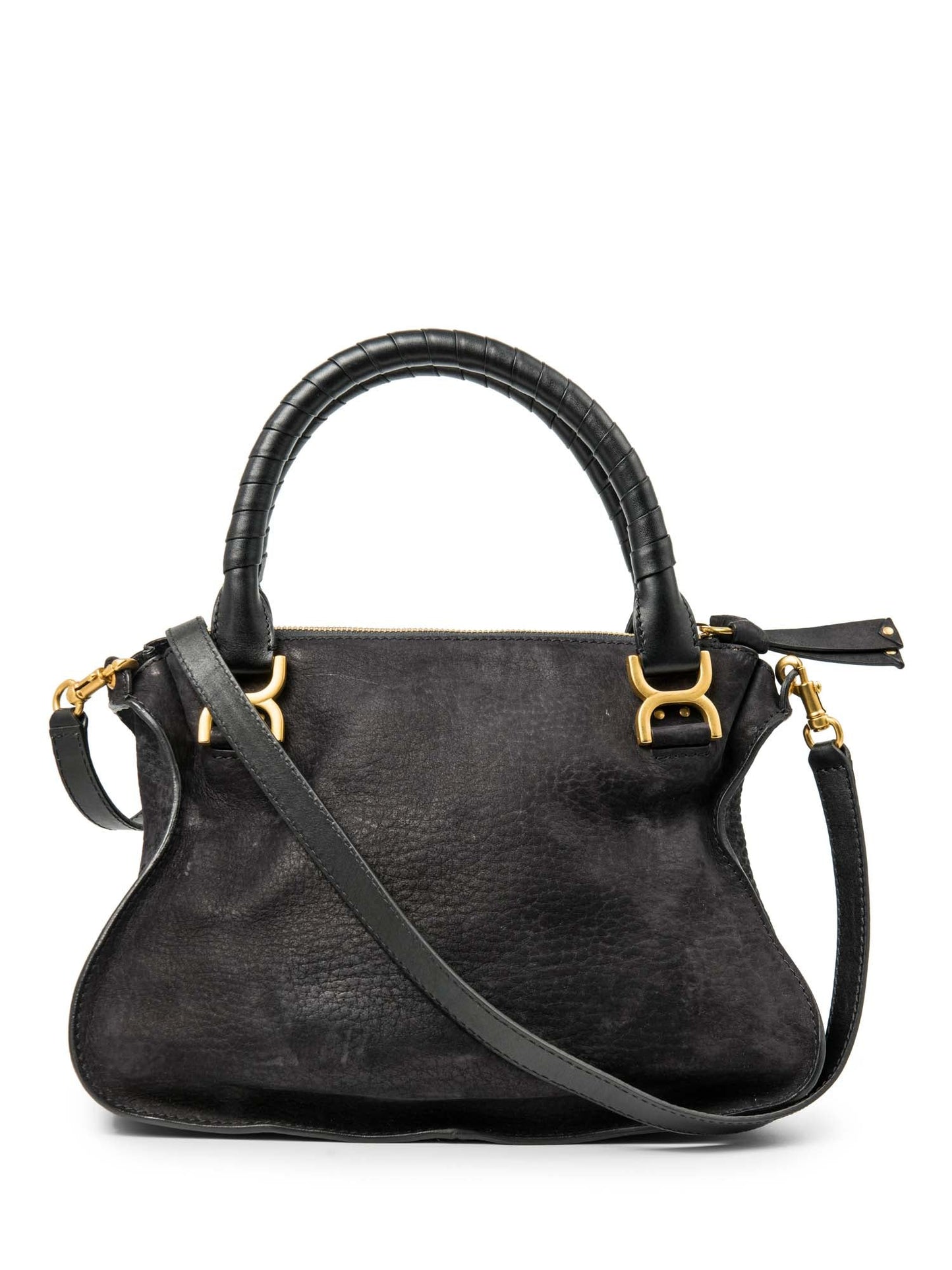 Chloe Leather Medium Marcie Saddle Bag Black