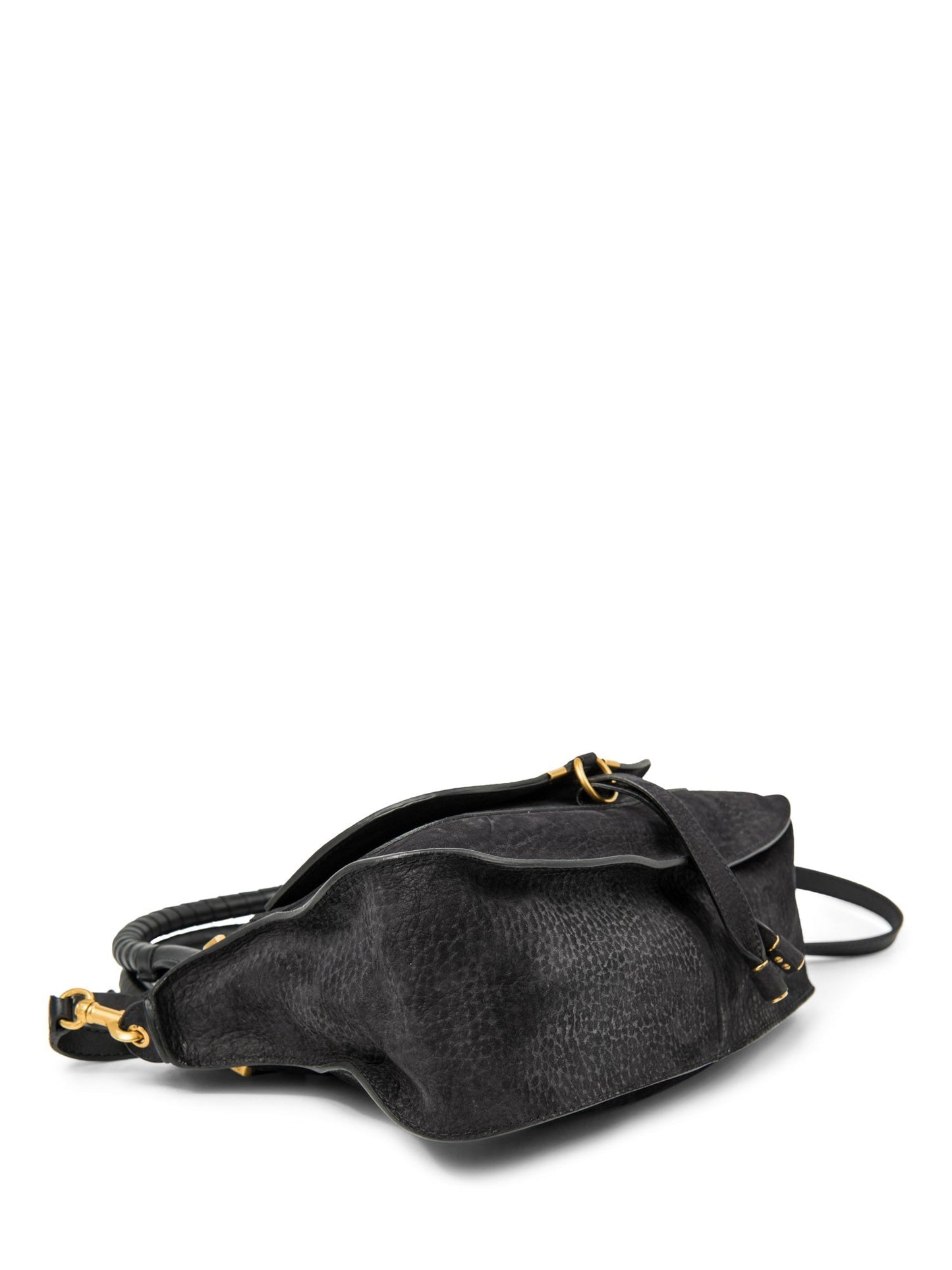 Chloe Leather Medium Marcie Saddle Bag Black