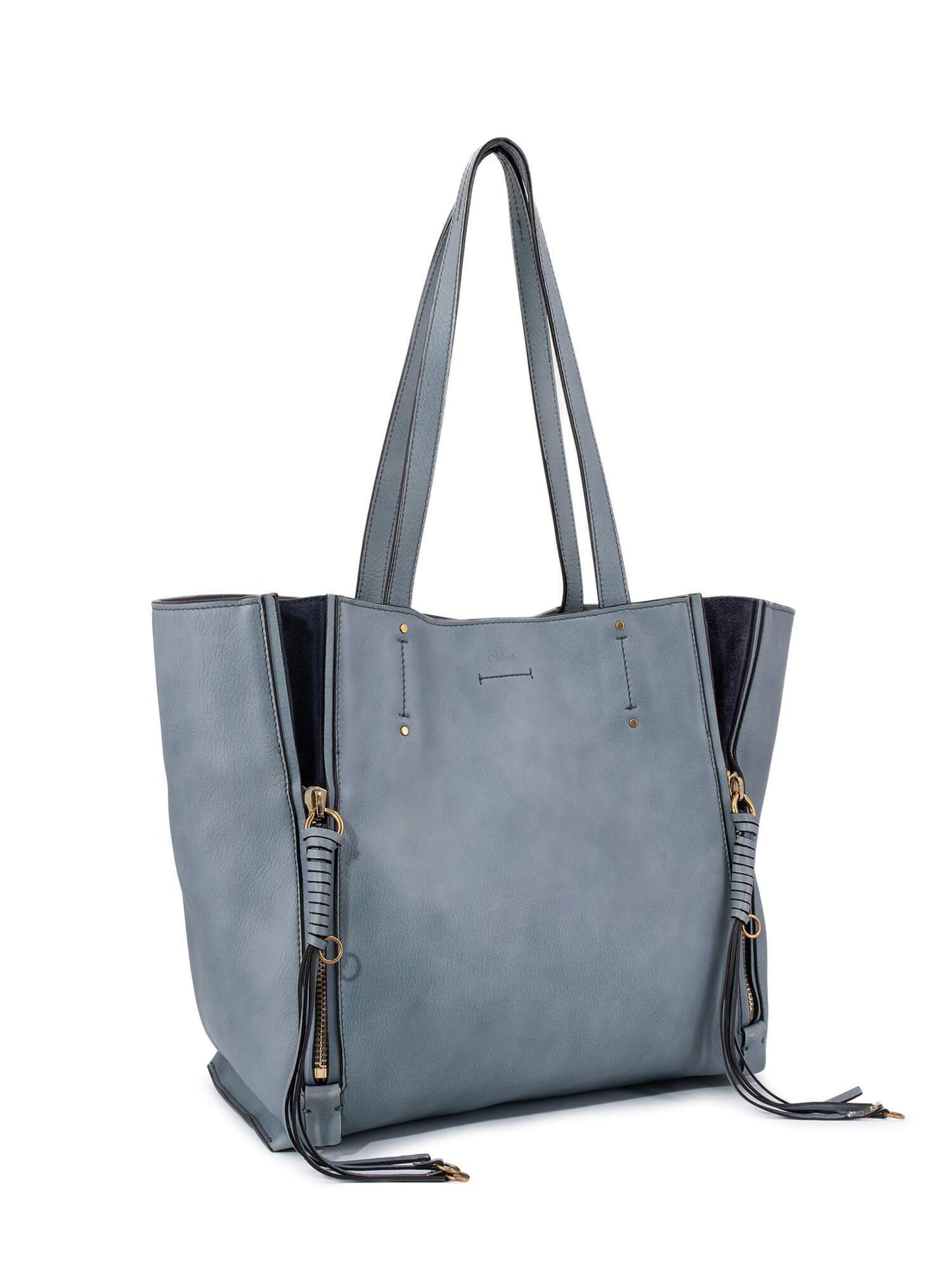 Chloe Leather Tassel Milo Bag Blue