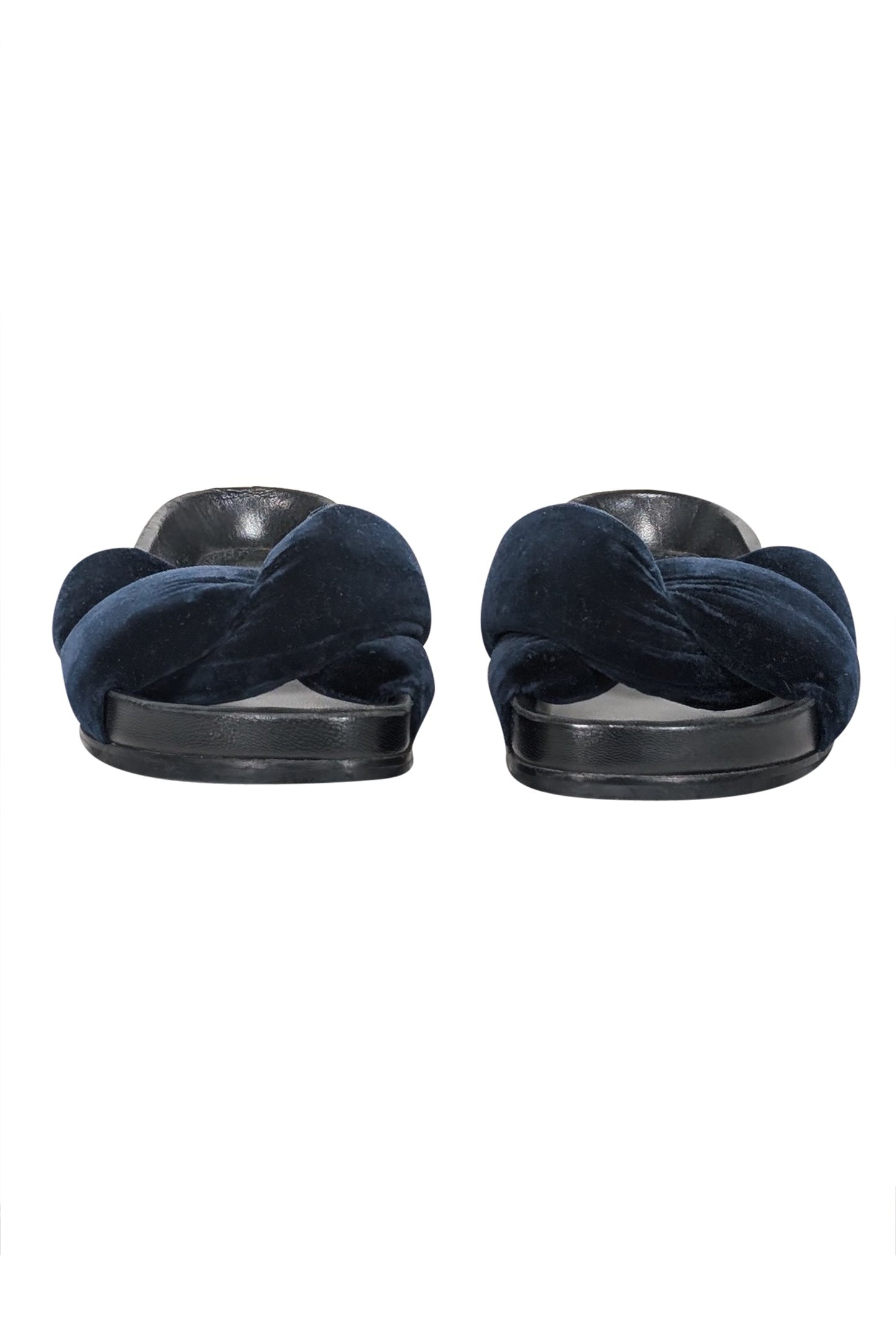 Chloe - Navy Plush Velvet Slide Sandals Sz 6