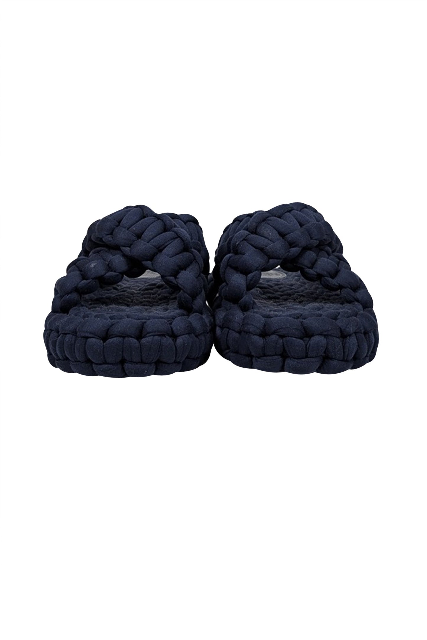 Chloe - Navy Woven Braided "Kamy" Platform Slide Sandals Sz 7