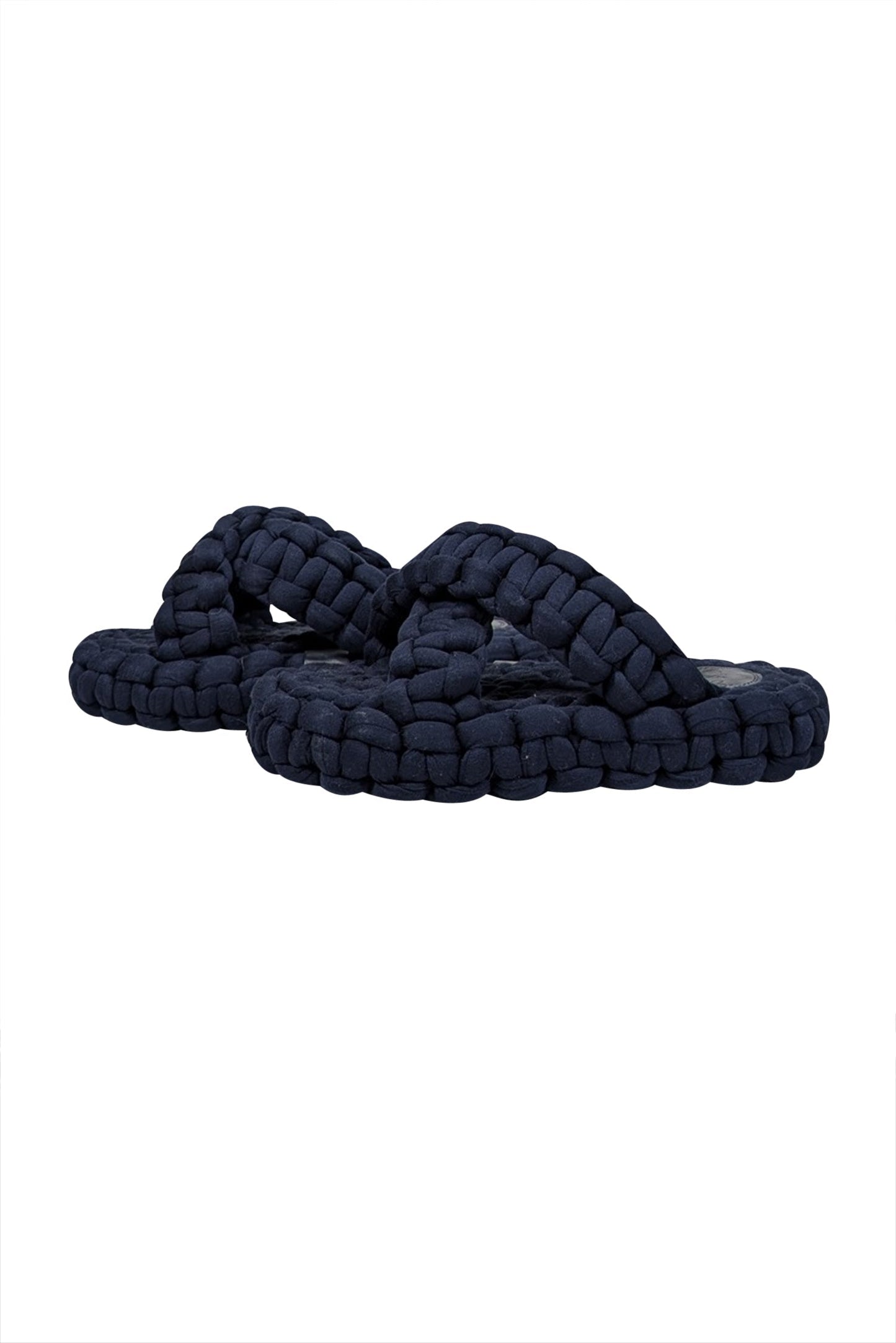 Chloe - Navy Woven Braided "Kamy" Platform Slide Sandals Sz 7