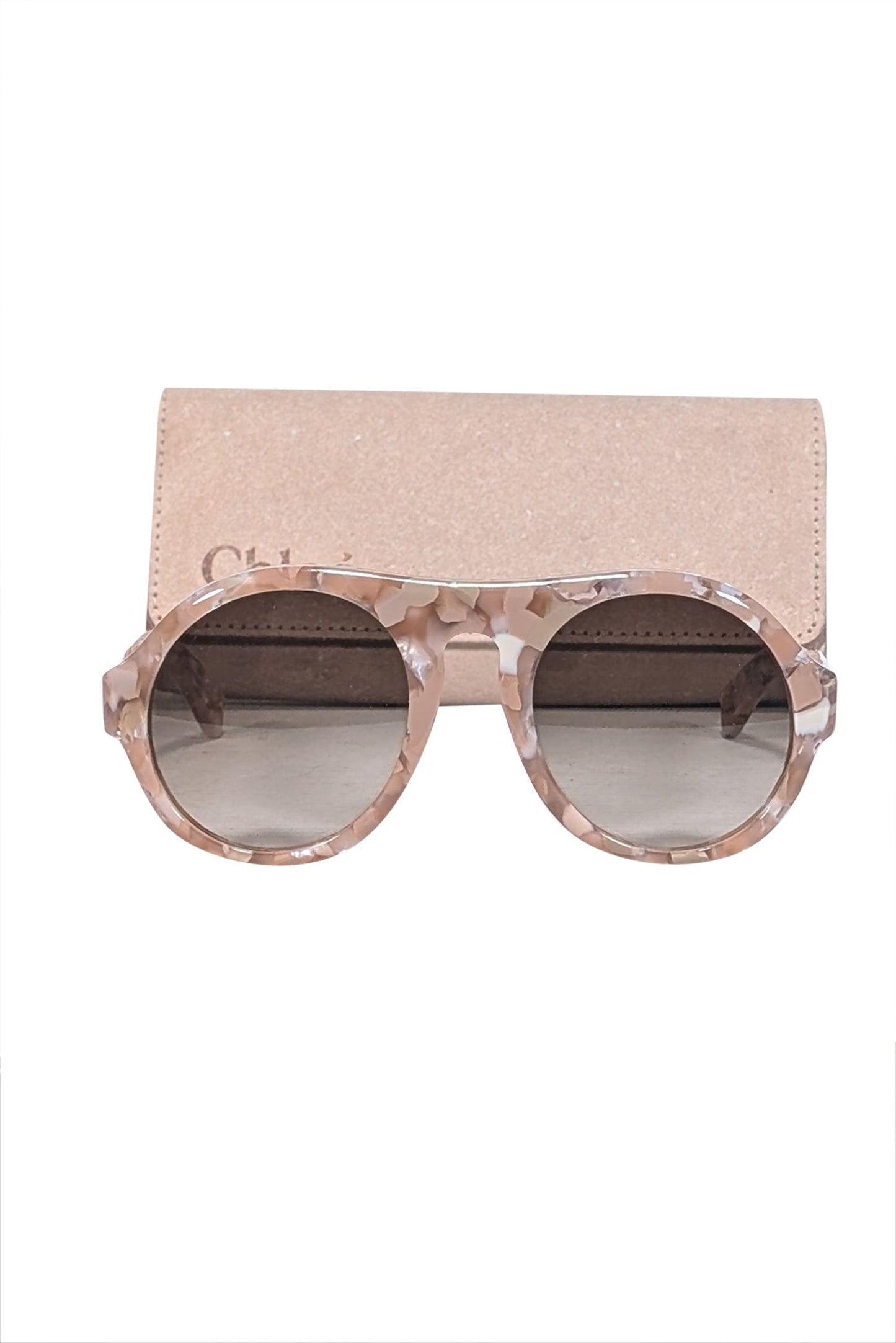 Chloe - Pink Recycled Acetate Round Sunglasses