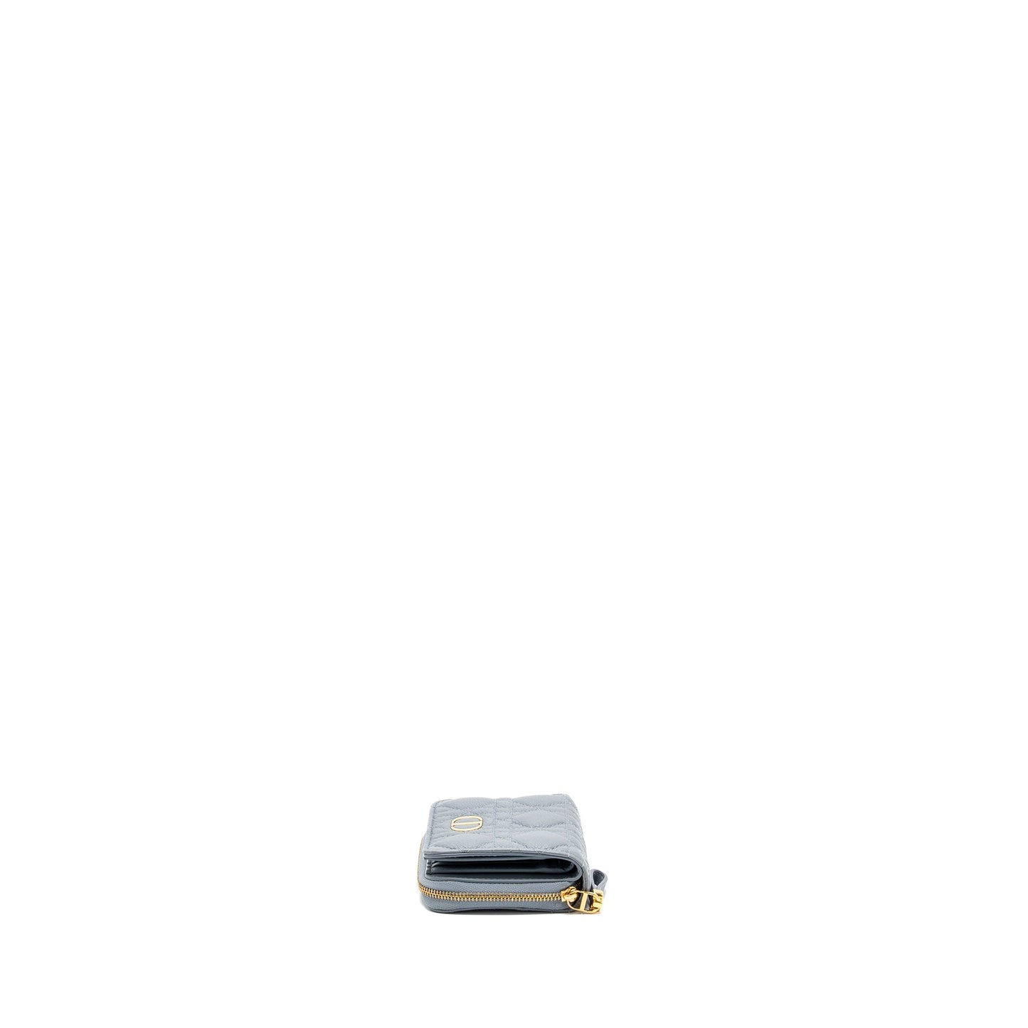 Dior Caro Scarlet Zipped Wallet Cannage Calfskin Cloud Blue