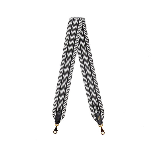 Hermes 90cm Bandouliere Shoulder Strap 50mm Width Canvas/Swift Black/White GHW Stamp W