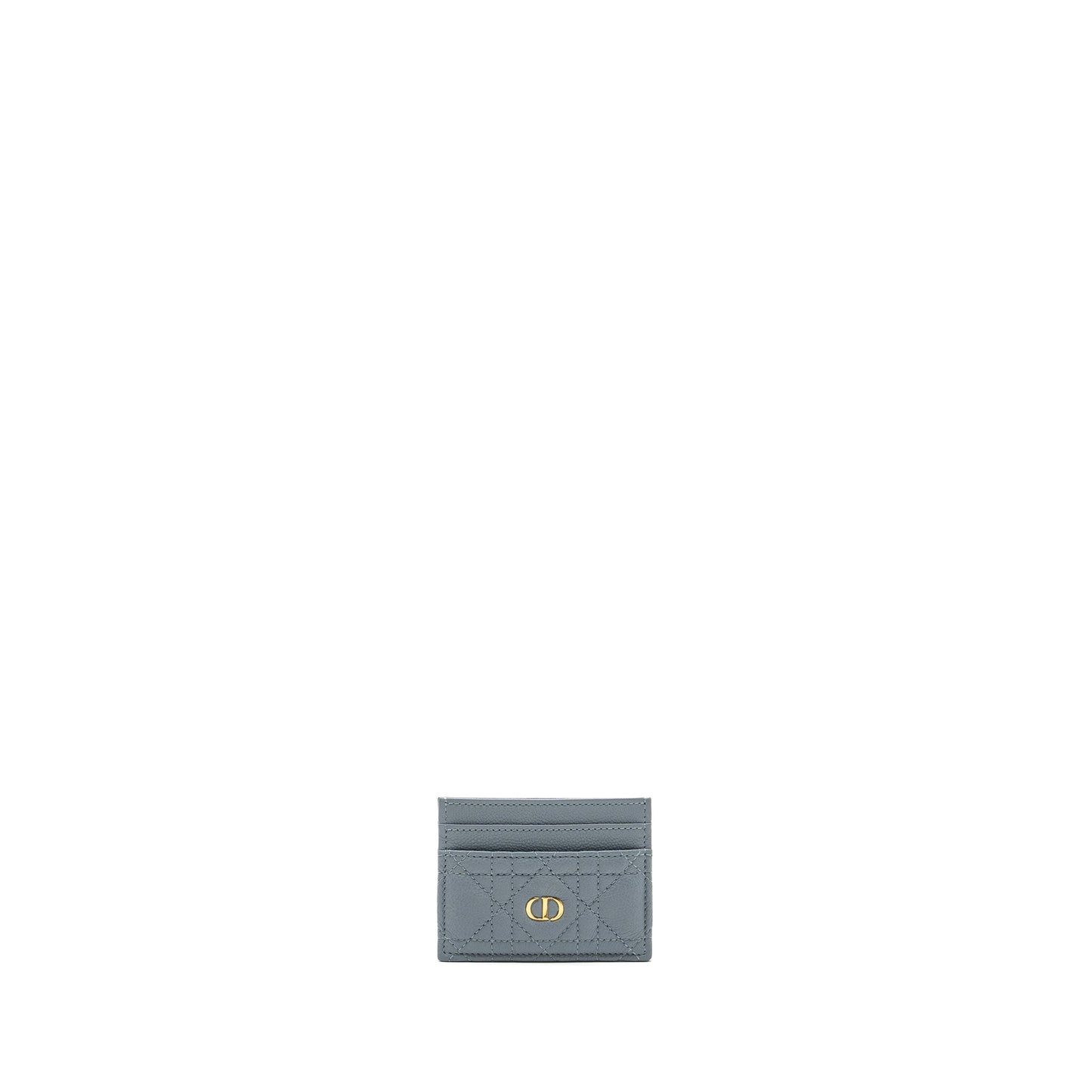 Dior Caro Five-Slot Card Holder Calfskin Grey