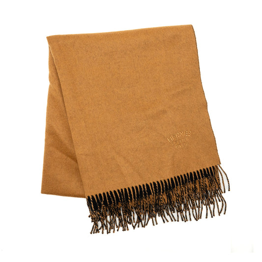 Hermes 60x200 cm Cheval Punk Muffler Cashmere Caramel / Navy