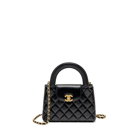 Chanel Mini Kelly Shopping Tote bag calfskin black GHW (microchip)