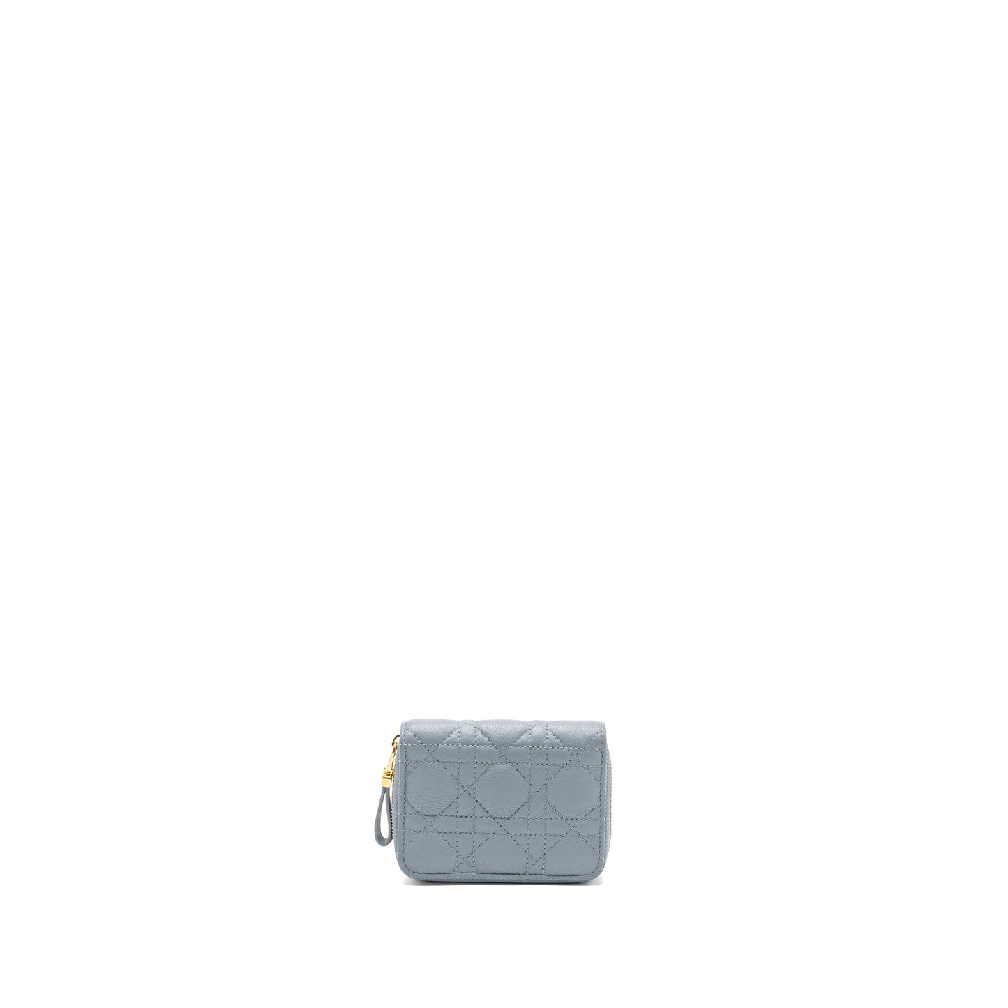 Dior Caro Scarlet Zipped Wallet Cannage Calfskin Cloud Blue