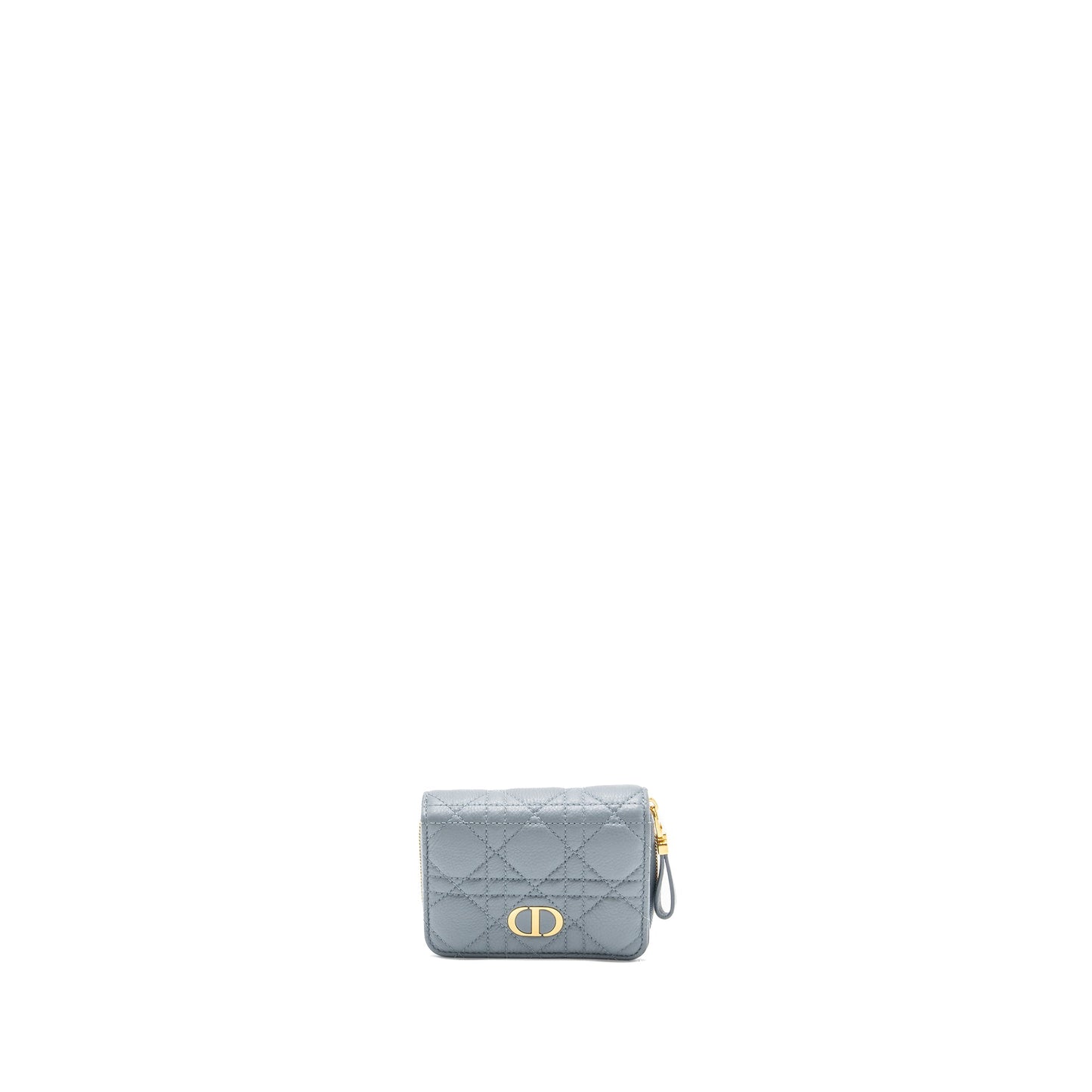 Dior Caro Scarlet Zipped Wallet Cannage Calfskin Cloud Blue
