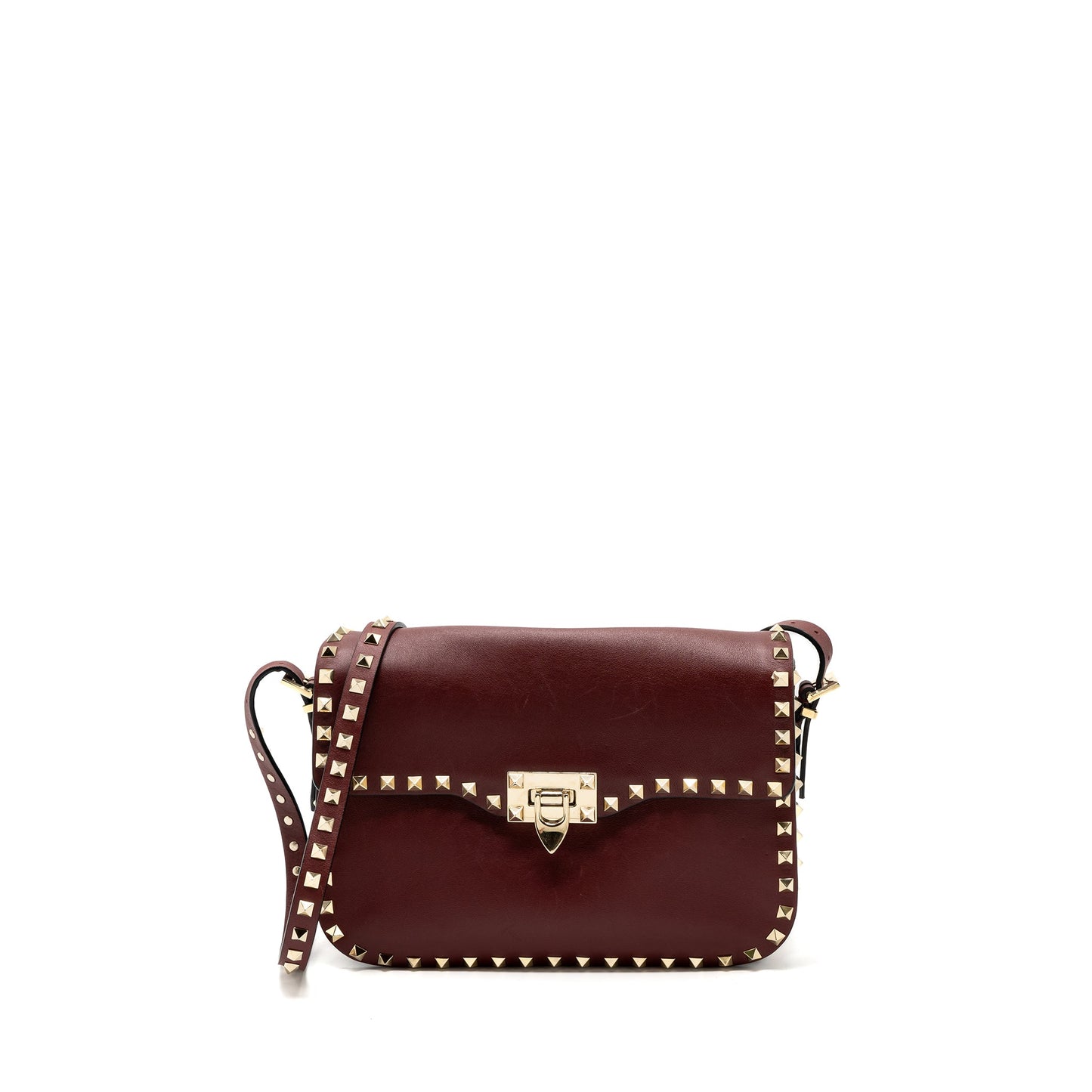 Valentino Rockstud Flap Bag Calfskin Red GHW