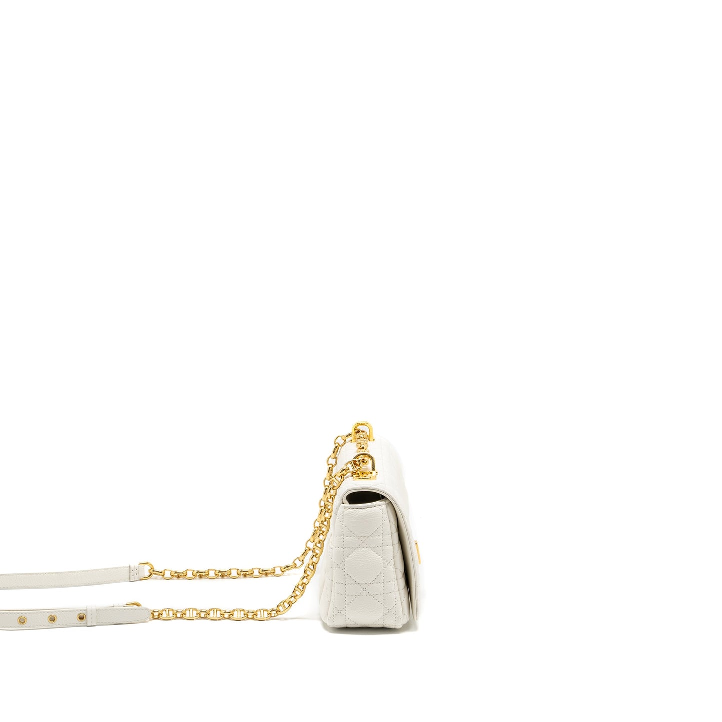 Dior Caro S flap bag calfskin white