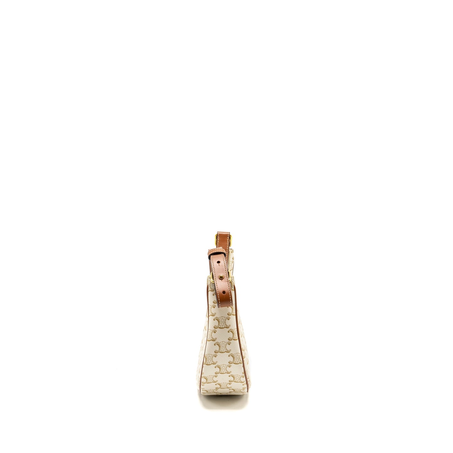 Celine AVA Bag Triomphe Canvas/ Calfskin White / Brown