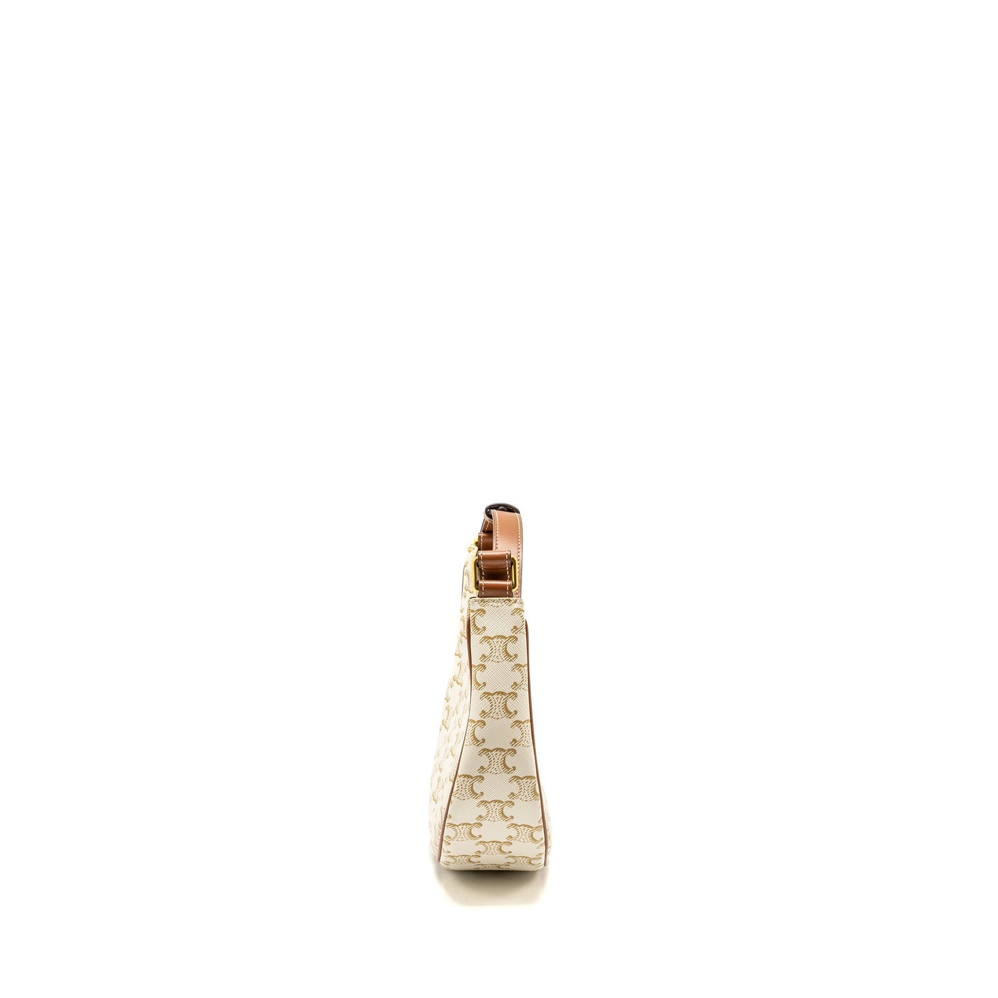 Celine AVA Bag Triomphe Canvas/ Calfskin White / Brown