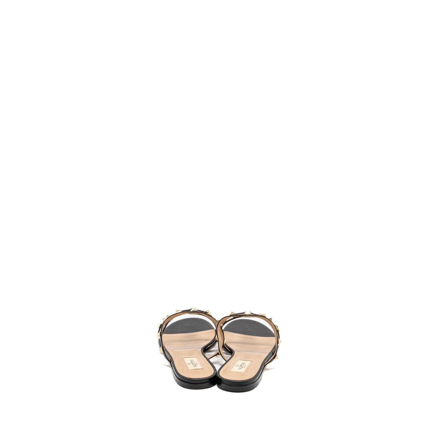 Valentino Size 38.5 Garavani Rockstud Leather Sandals Black LGHW