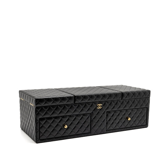 Chanel quilted jewellery box lambskin black LGHW (Microchip)