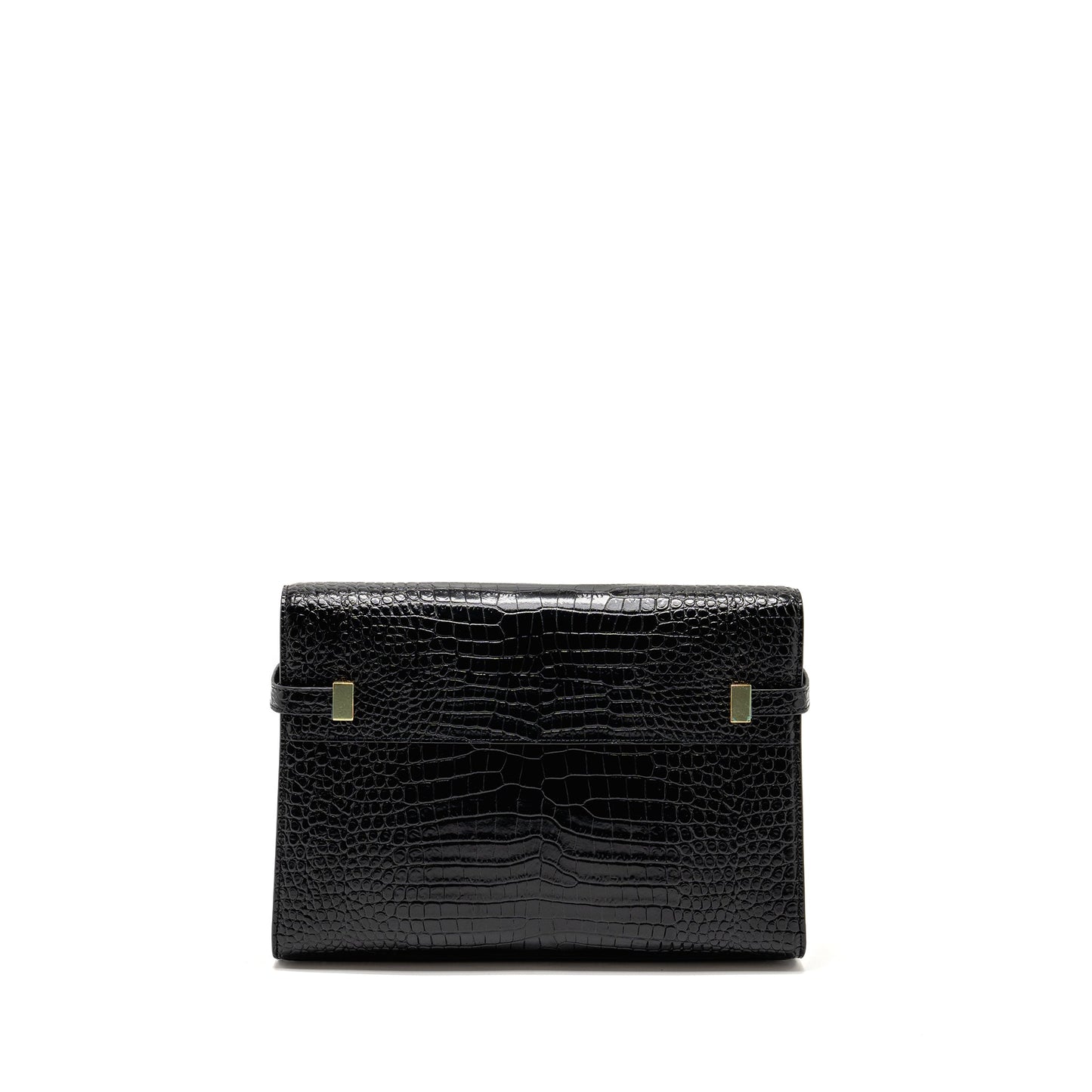 Saint Laurent medium Manhattan bag croc embossed calfskin black GHW