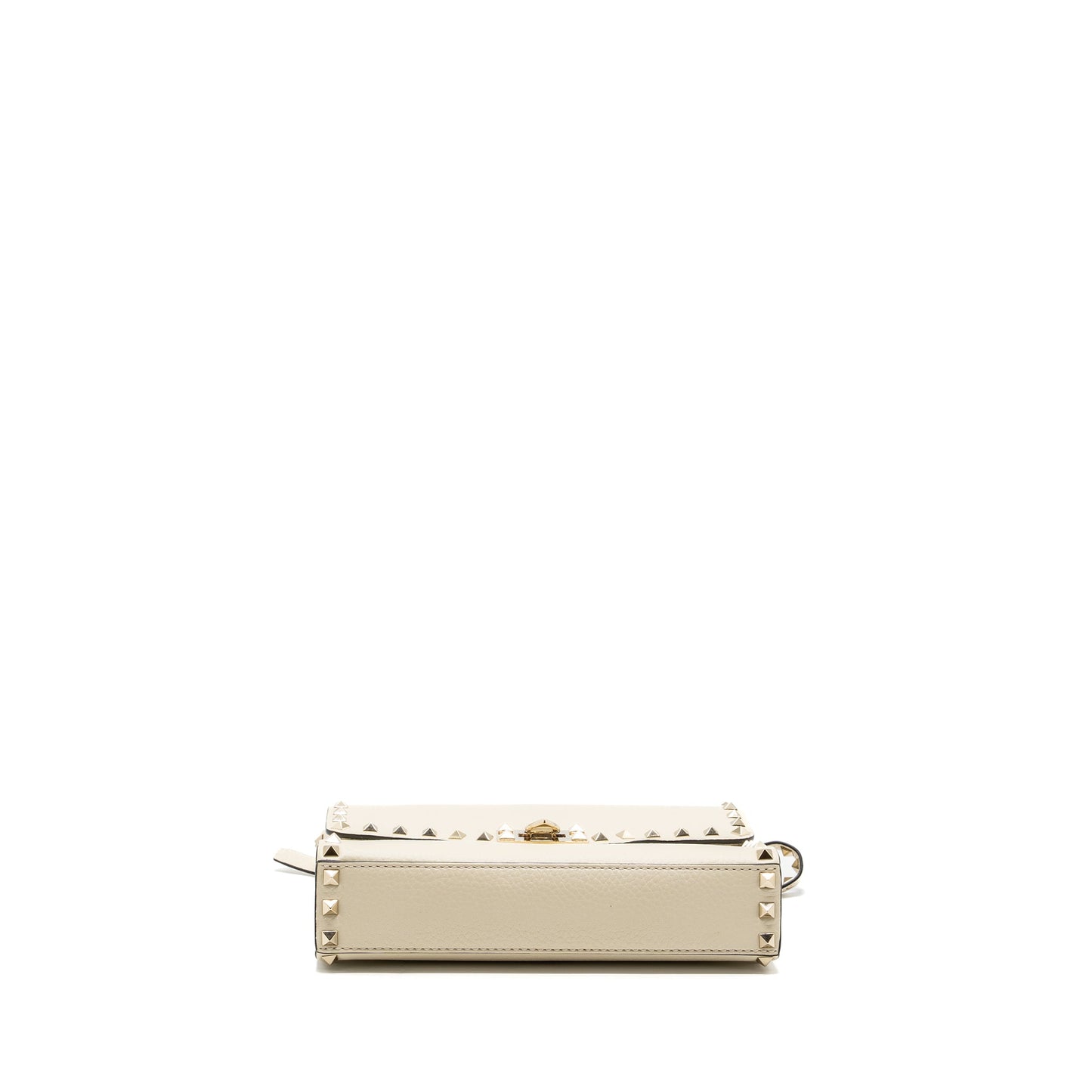 Valentino Small Rockstud crossbody bag grained calfskin light ivory LGHW