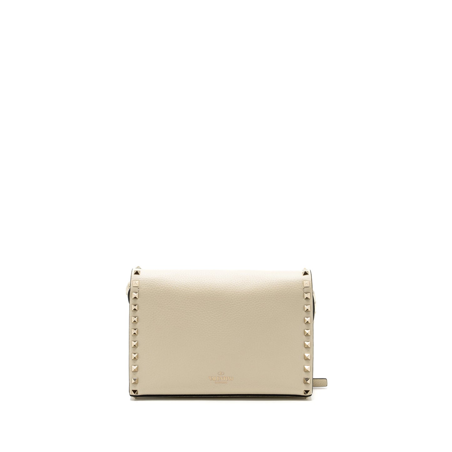 Valentino Small Rockstud crossbody bag grained calfskin light ivory LGHW