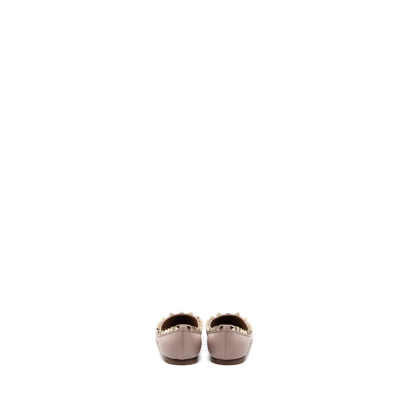 Valentino Size 37.5 Rockstud Flats Calfskin Nude GHW