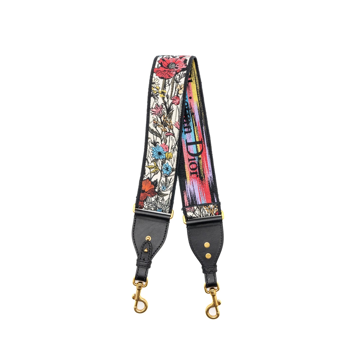 DIOR Adjustable Shoulder Strap Flora Embroidery Canvas/Calfskin Multicolour
