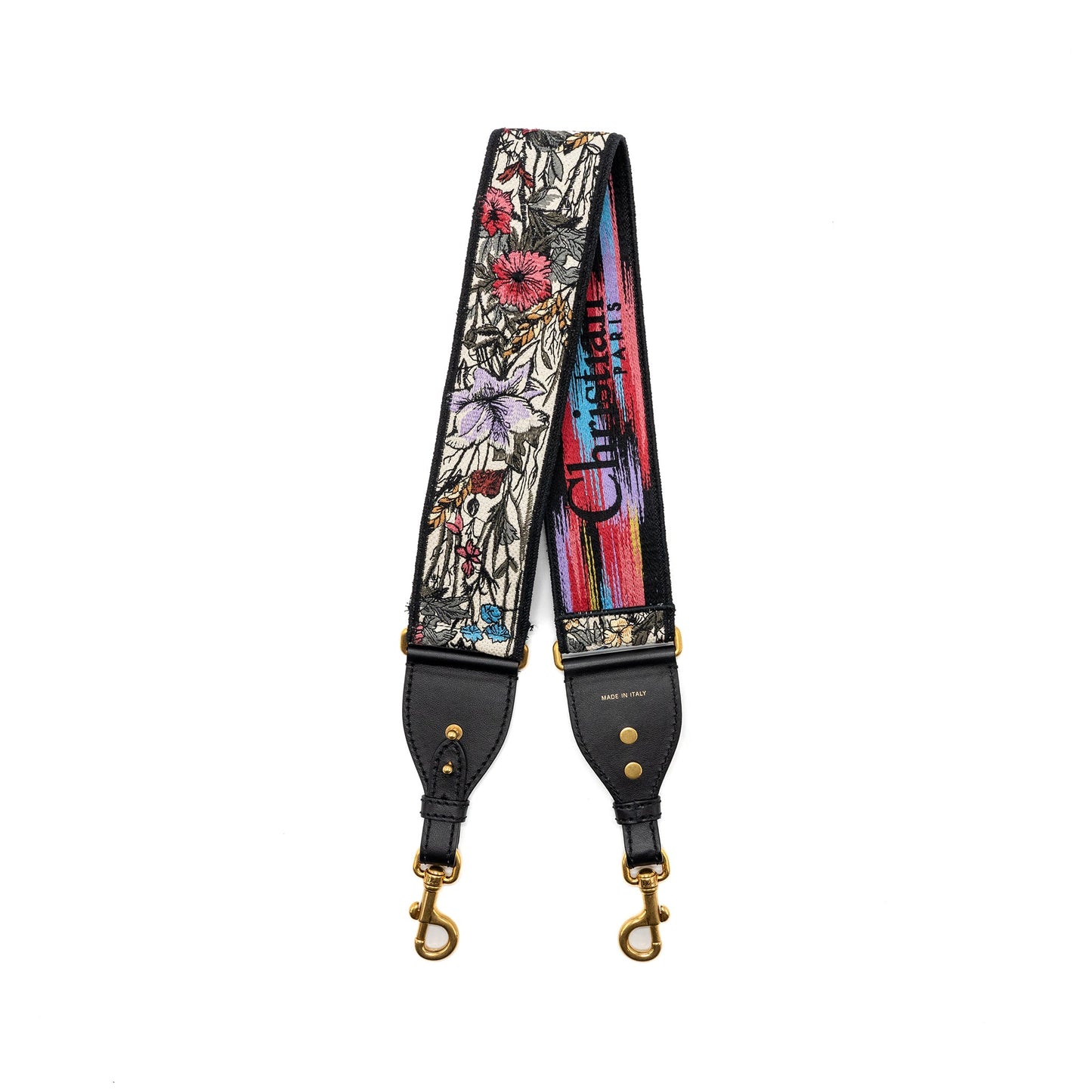 DIOR Adjustable Shoulder Strap Flora Embroidery Canvas/Calfskin Multicolour