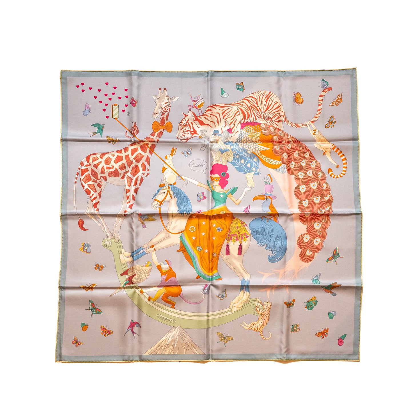 Hermes 90cm Hermes story silk scarf multicolour