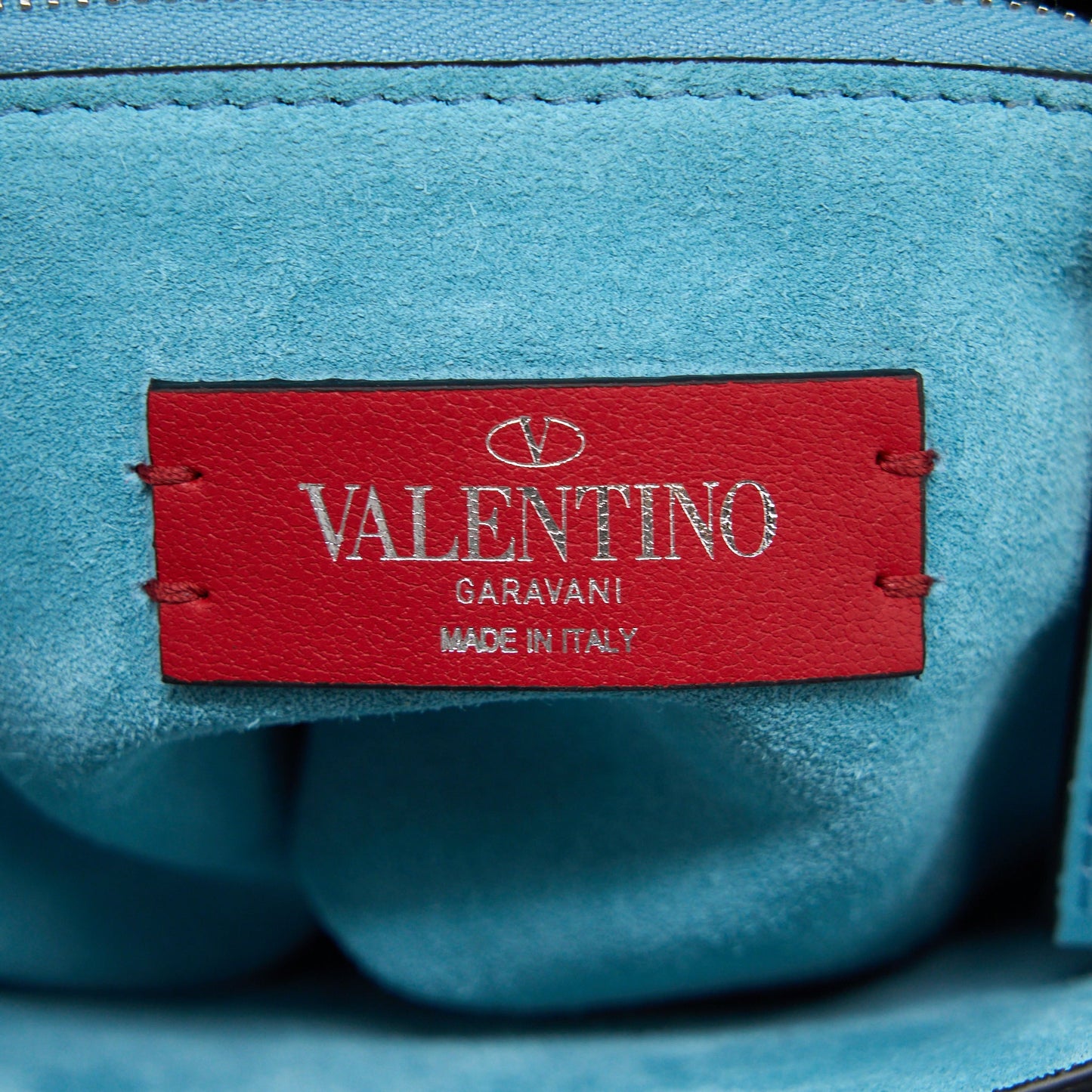 Valentino Rockstud Bag Patent Blue with Blue Hardware