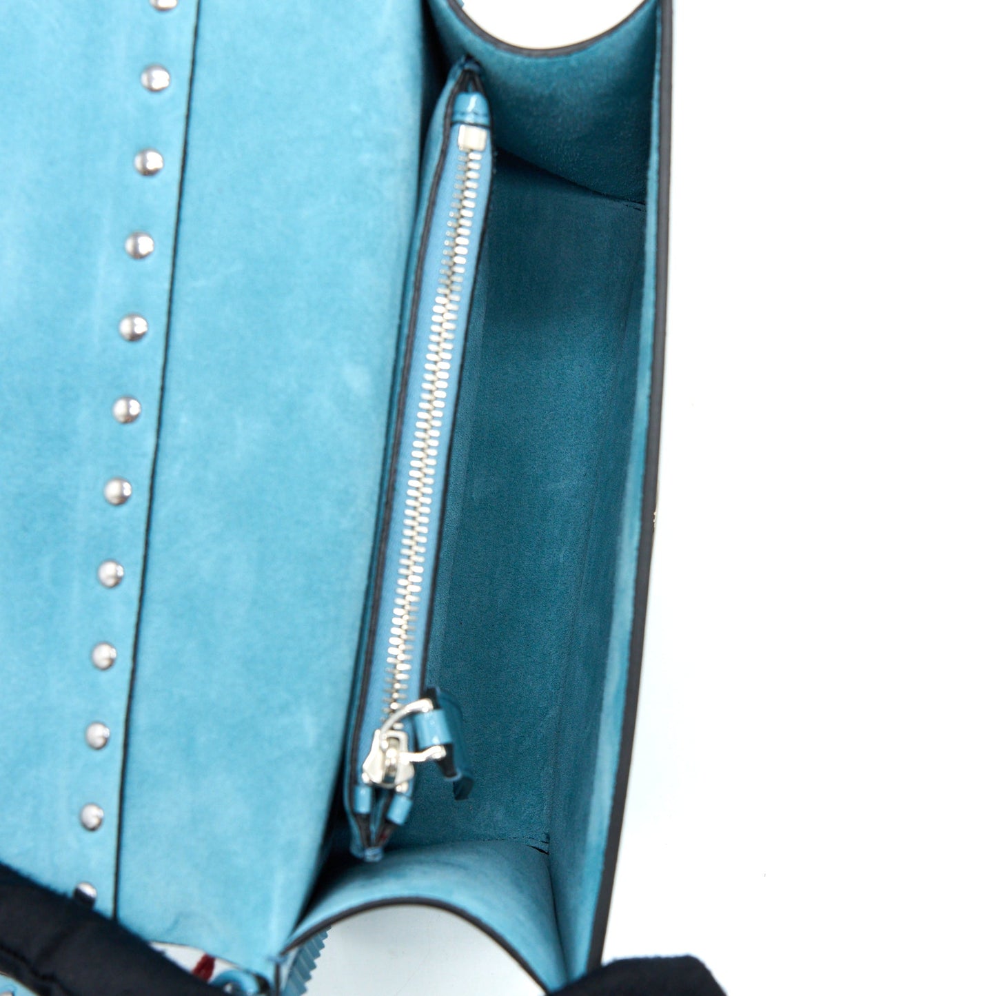 Valentino Rockstud Bag Patent Blue with Blue Hardware