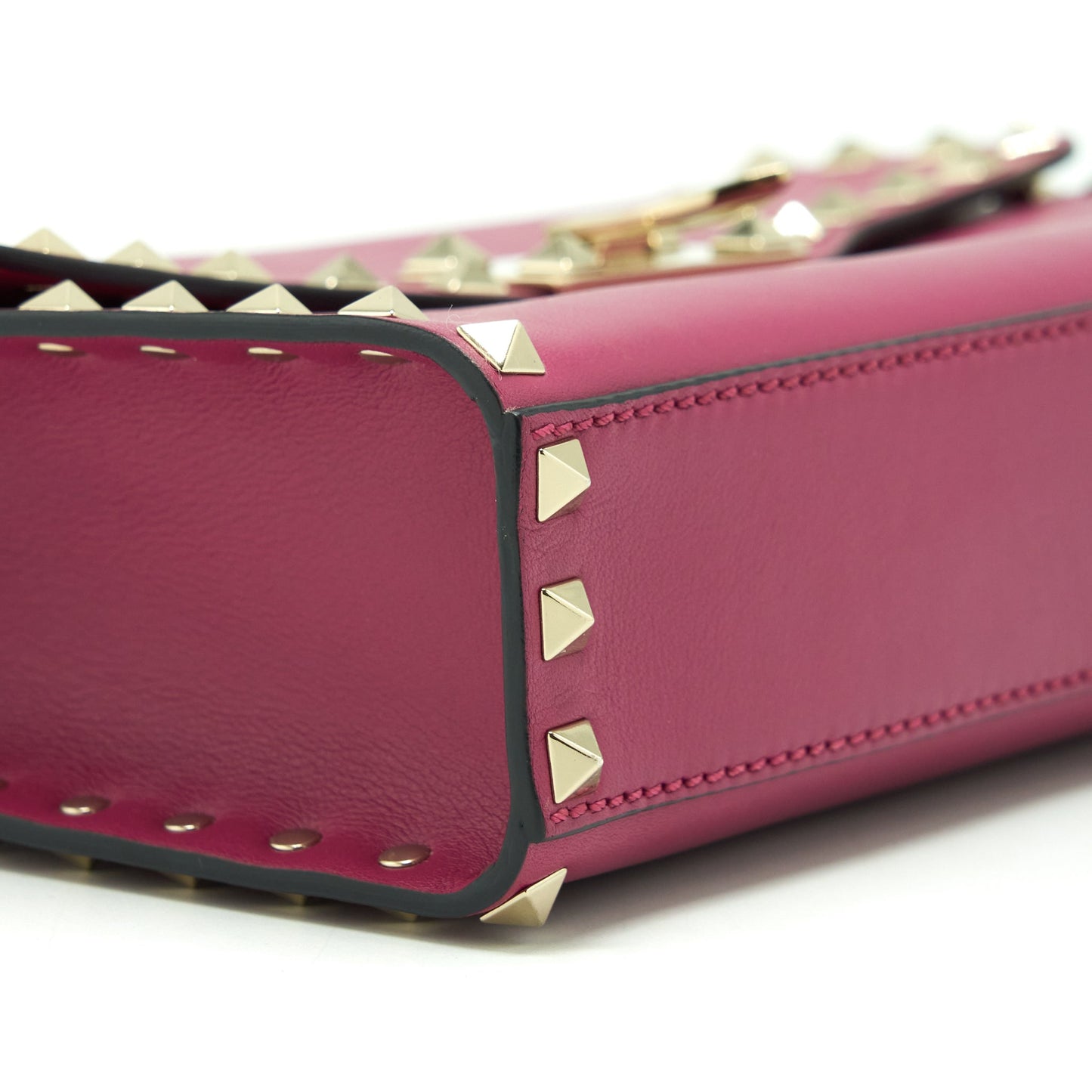 Valentino Rockstud Flap Bag Dark Pink LGHW