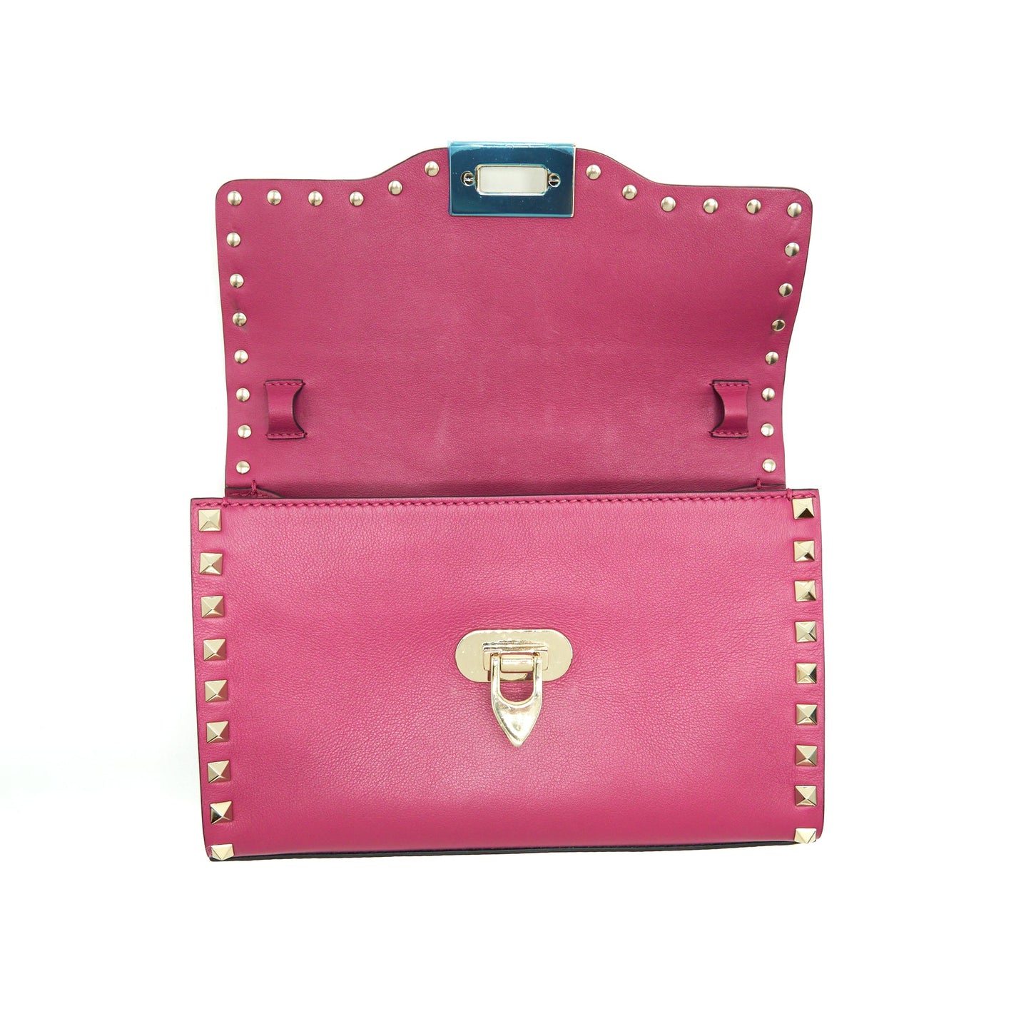 Valentino Rockstud Flap Bag Dark Pink LGHW