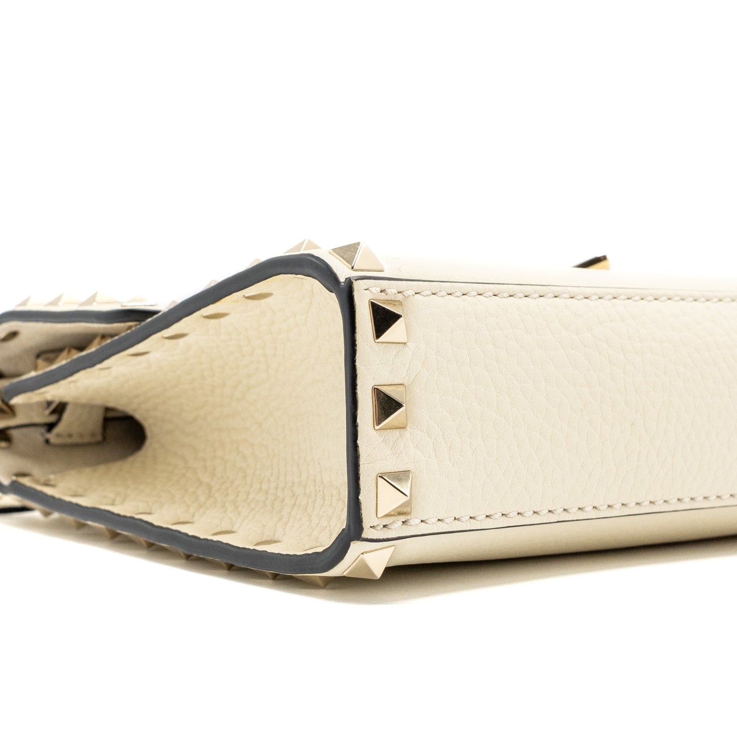 Valentino Small Rockstud crossbody bag grained calfskin light ivory LGHW