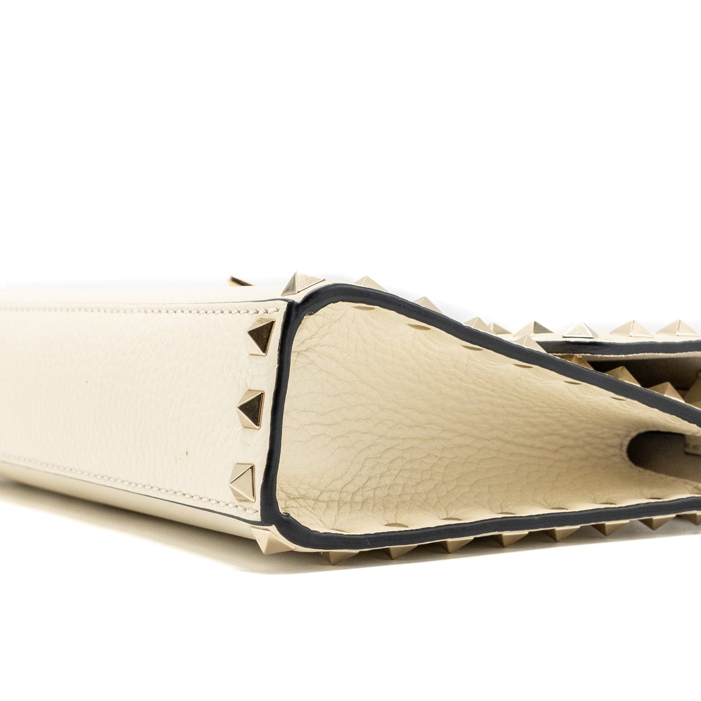 Valentino Small Rockstud crossbody bag grained calfskin light ivory LGHW