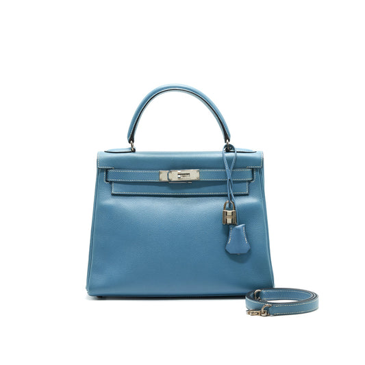 Hermes Vintage Kelly 28 Blue Jean Epsom in SHW stamp B in Square