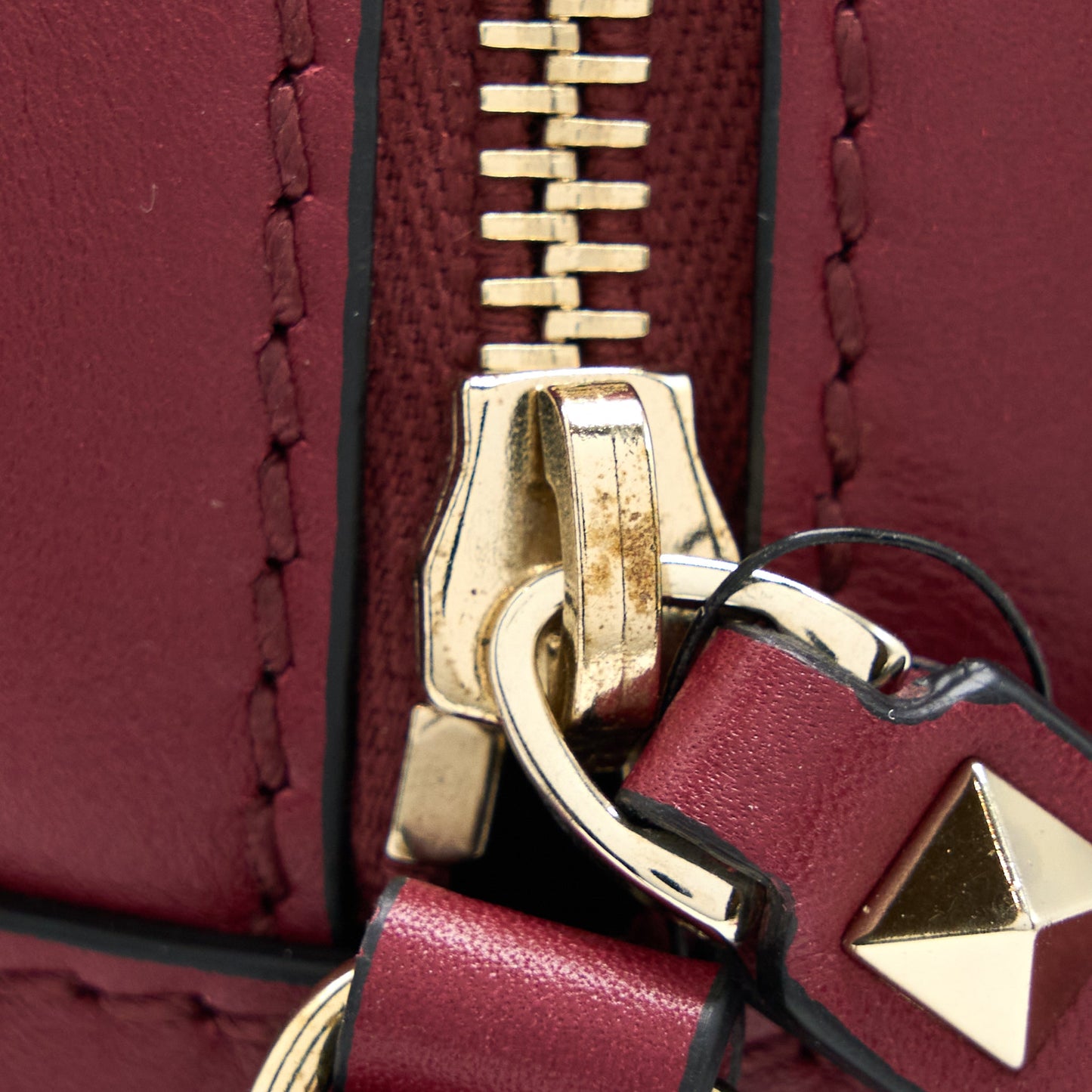 Valentino Rockstud Crossbody Camera Bag Calfskin Red GHW